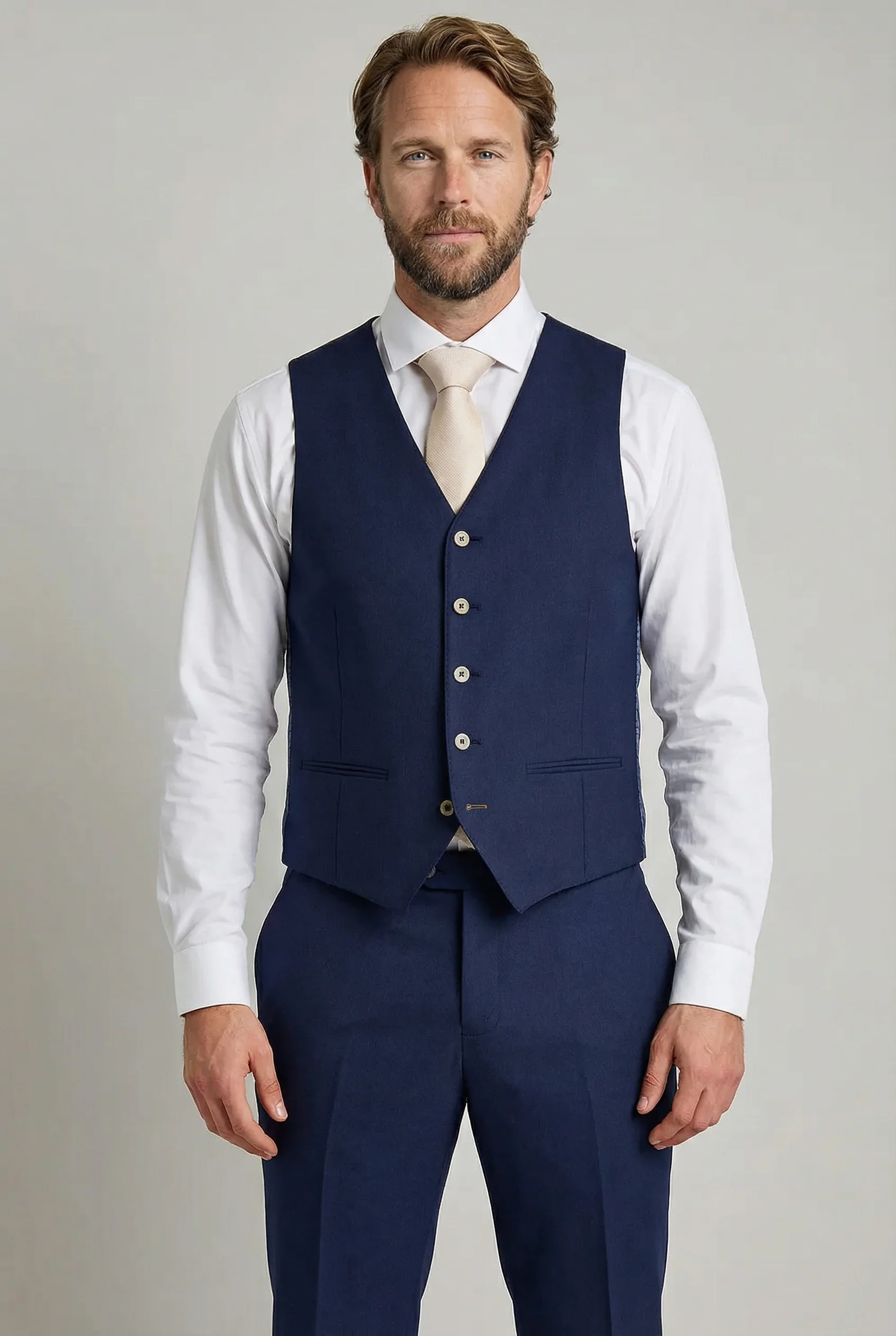 Men’s 3-Piece Tailored Fit Formal Suit - Belmont - Navy - Image 7