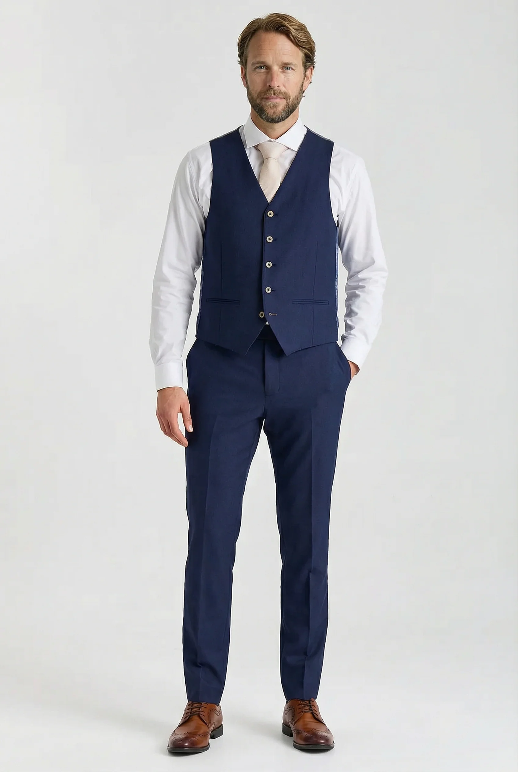 Men’s 3-Piece Tailored Fit Formal Suit - Belmont - Navy - Image 8