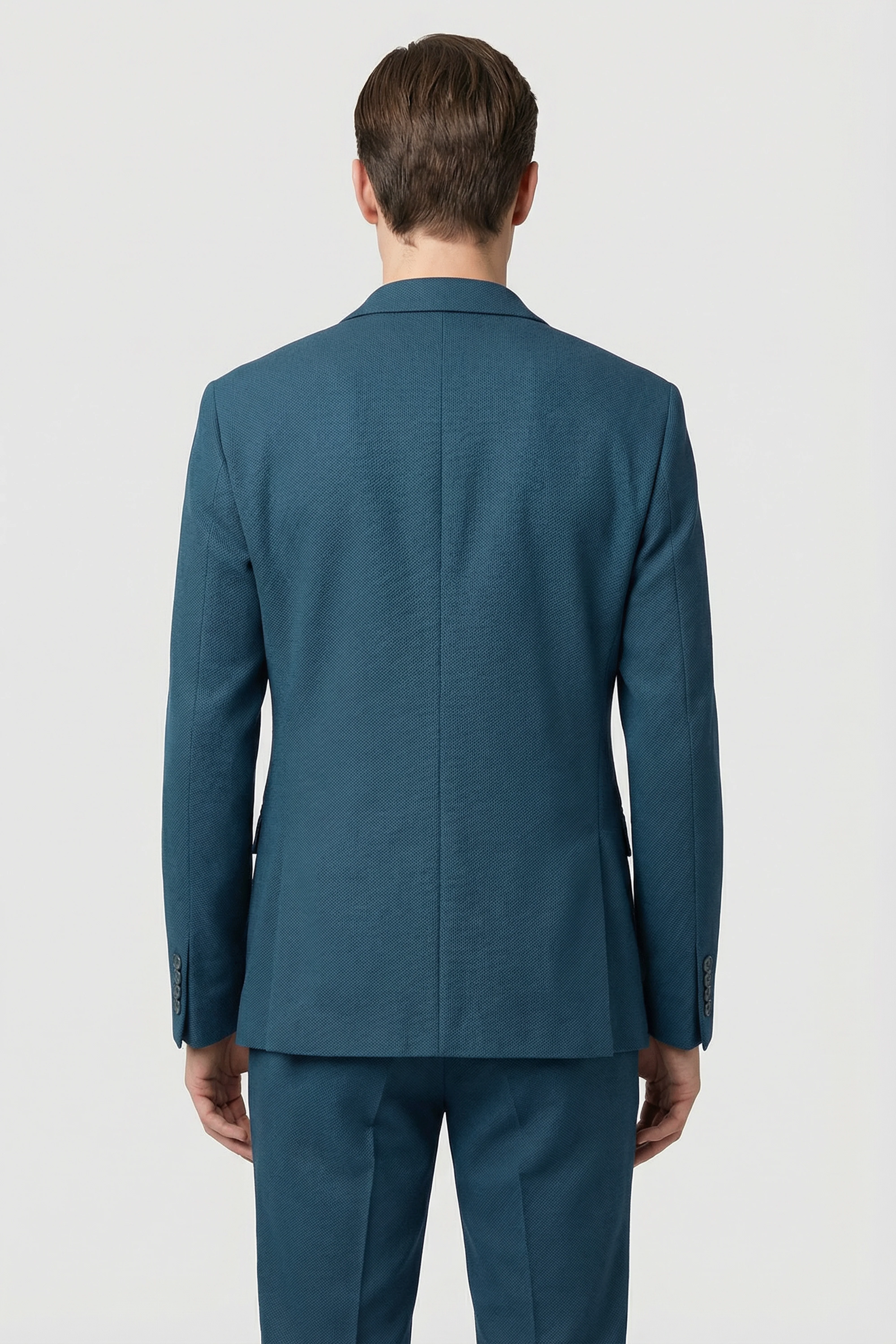 Men’s 3-Piece Textured Formal Suit with Double Breasted Waistcoat - Core - Olive Green - Image 5
