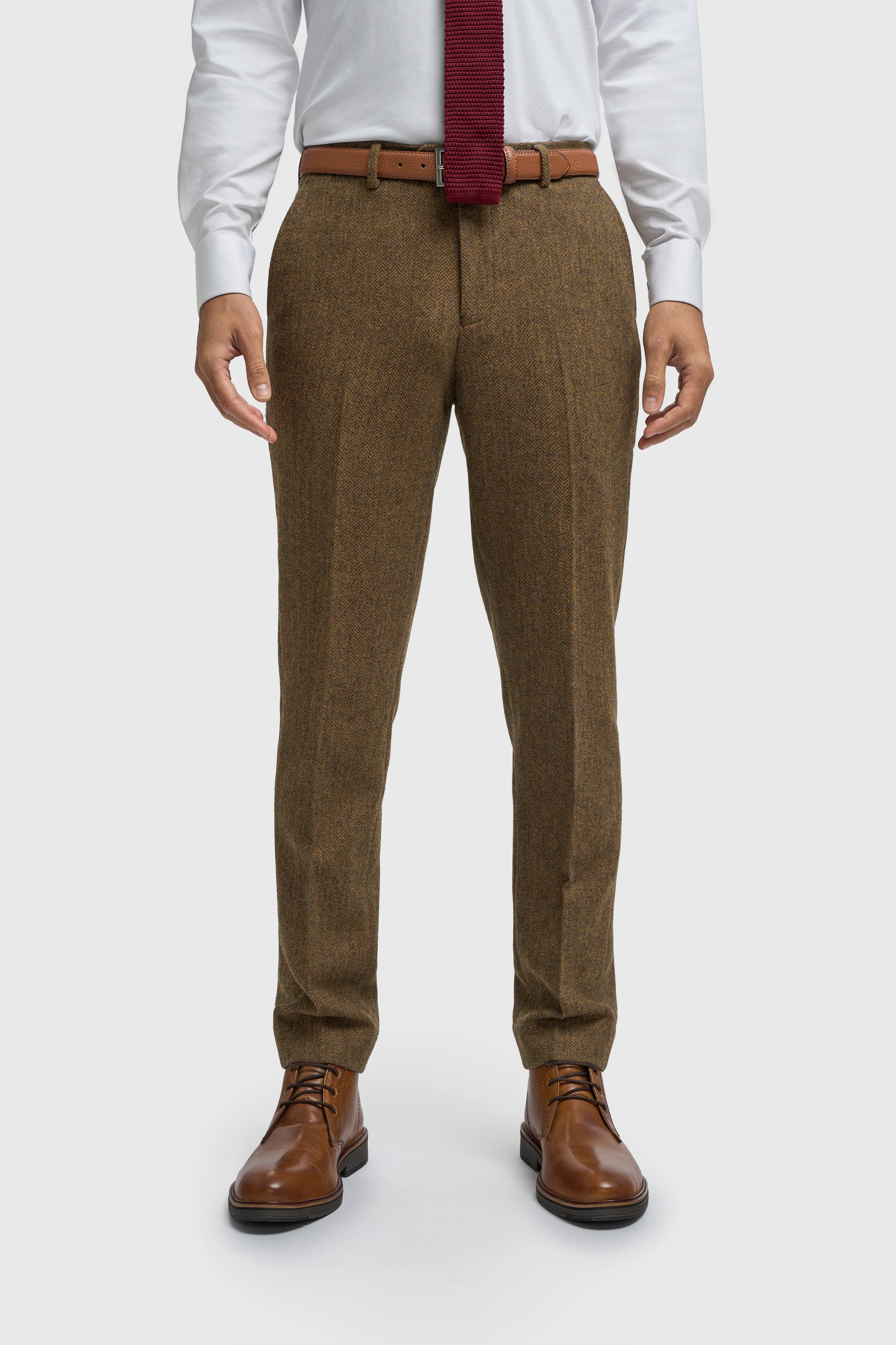 Men’s 3-Piece Wool Herringbone Tweed Suit - Thomas - Brown - Image 8