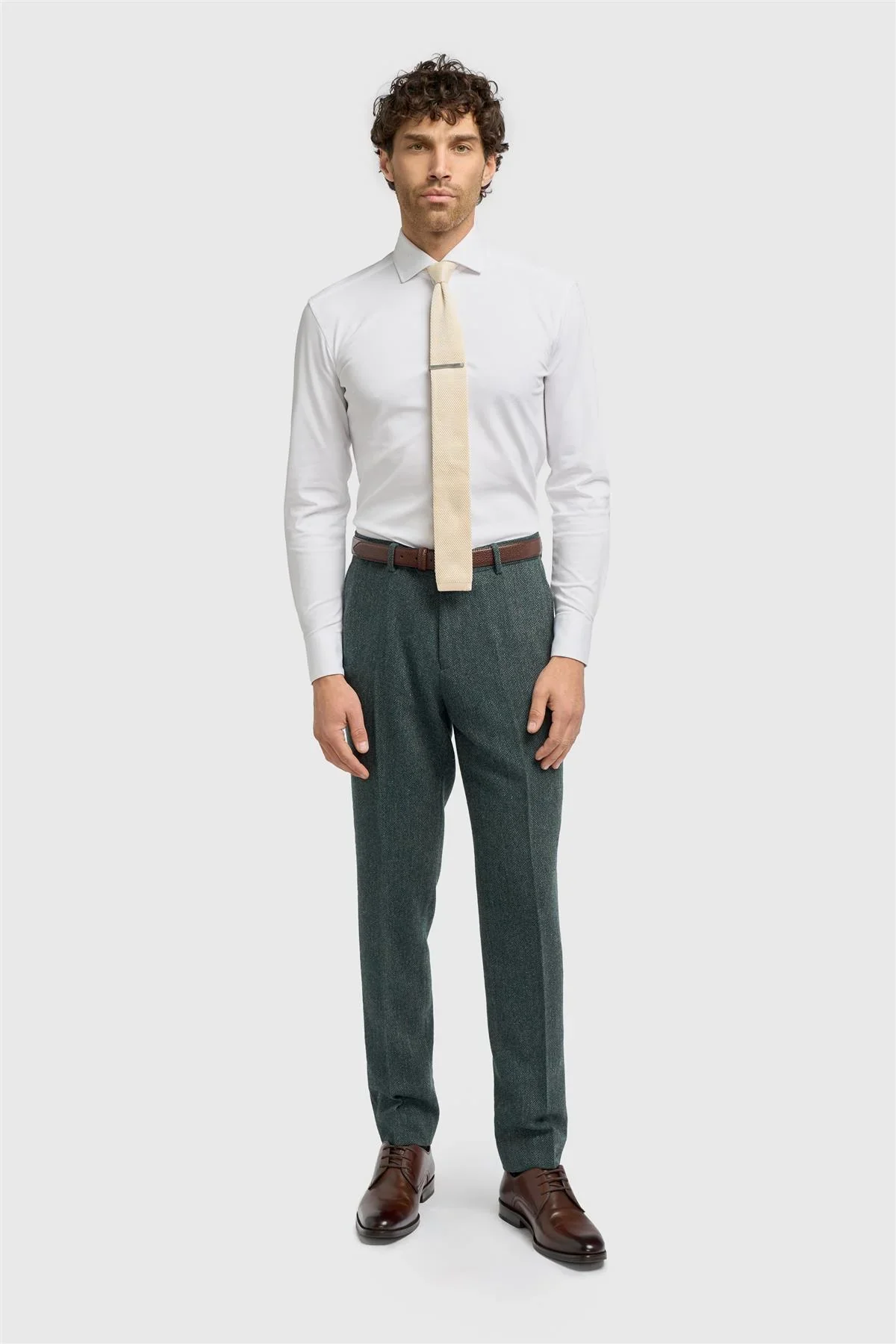 Men’s 3-Piece Wool Herringbone Tweed Suit - Thomas - Olive Green - Image 7