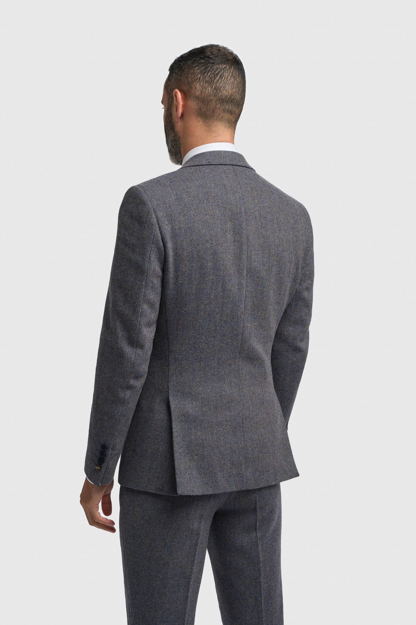 Men’s 3-Piece Wool Herringbone Tweed Suit - Thomas - Savoy Grey - Image 3