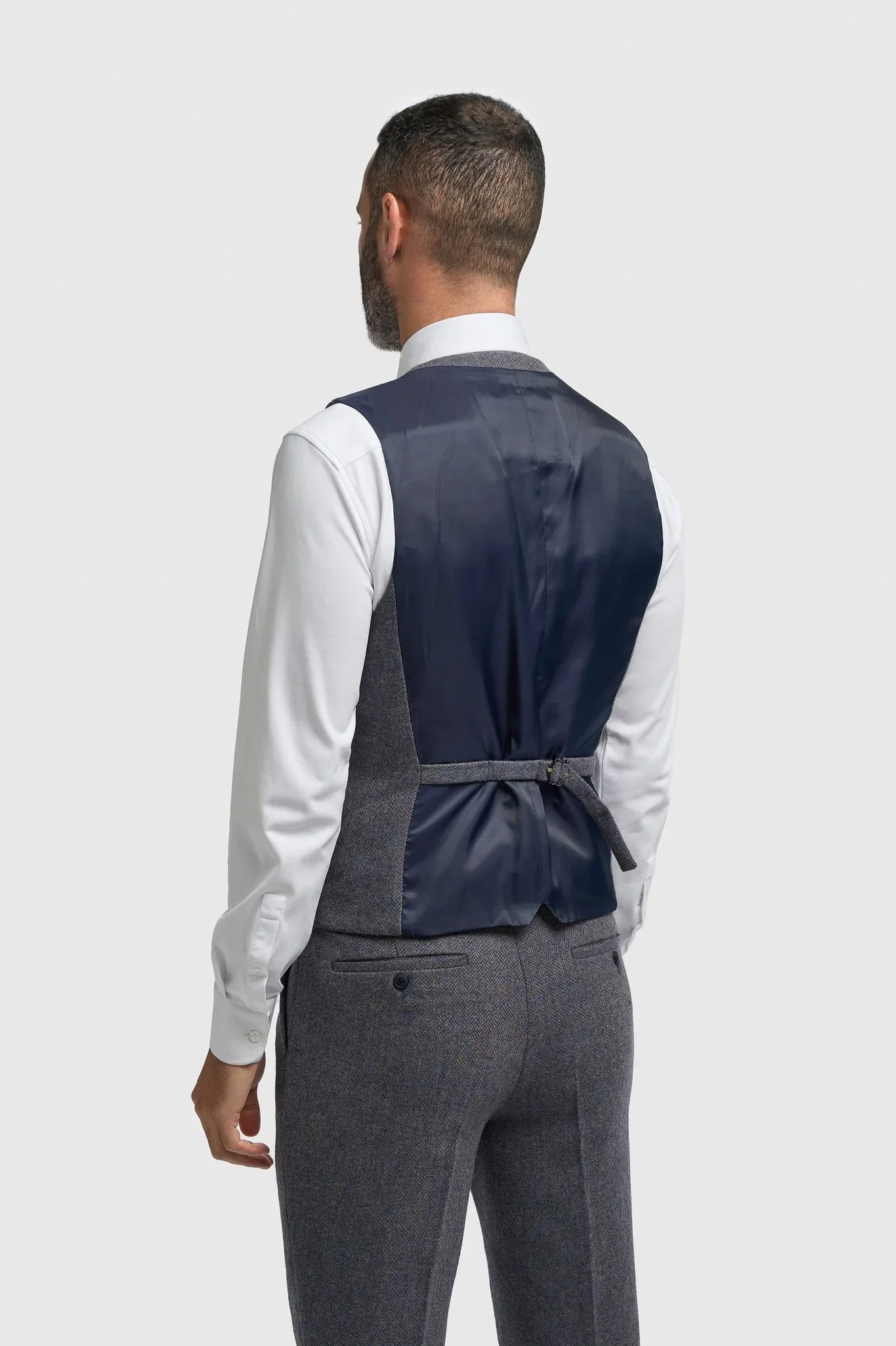 Men’s 3-Piece Wool Herringbone Tweed Suit - Thomas - Savoy Grey - Image 6