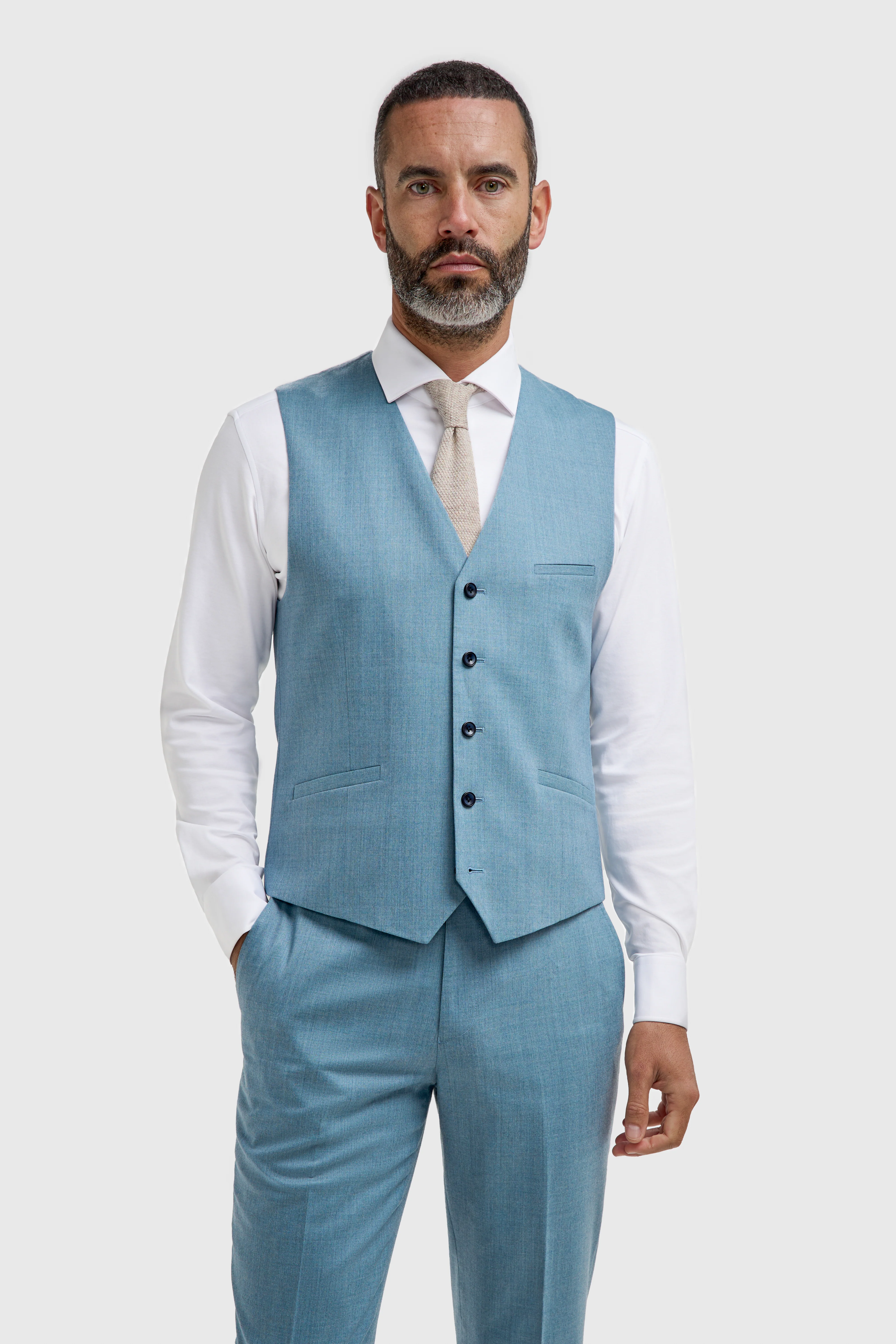 Men’s 3-Piece Wool Slim Fit Formal Suit - James - Marine Blue - Image 4