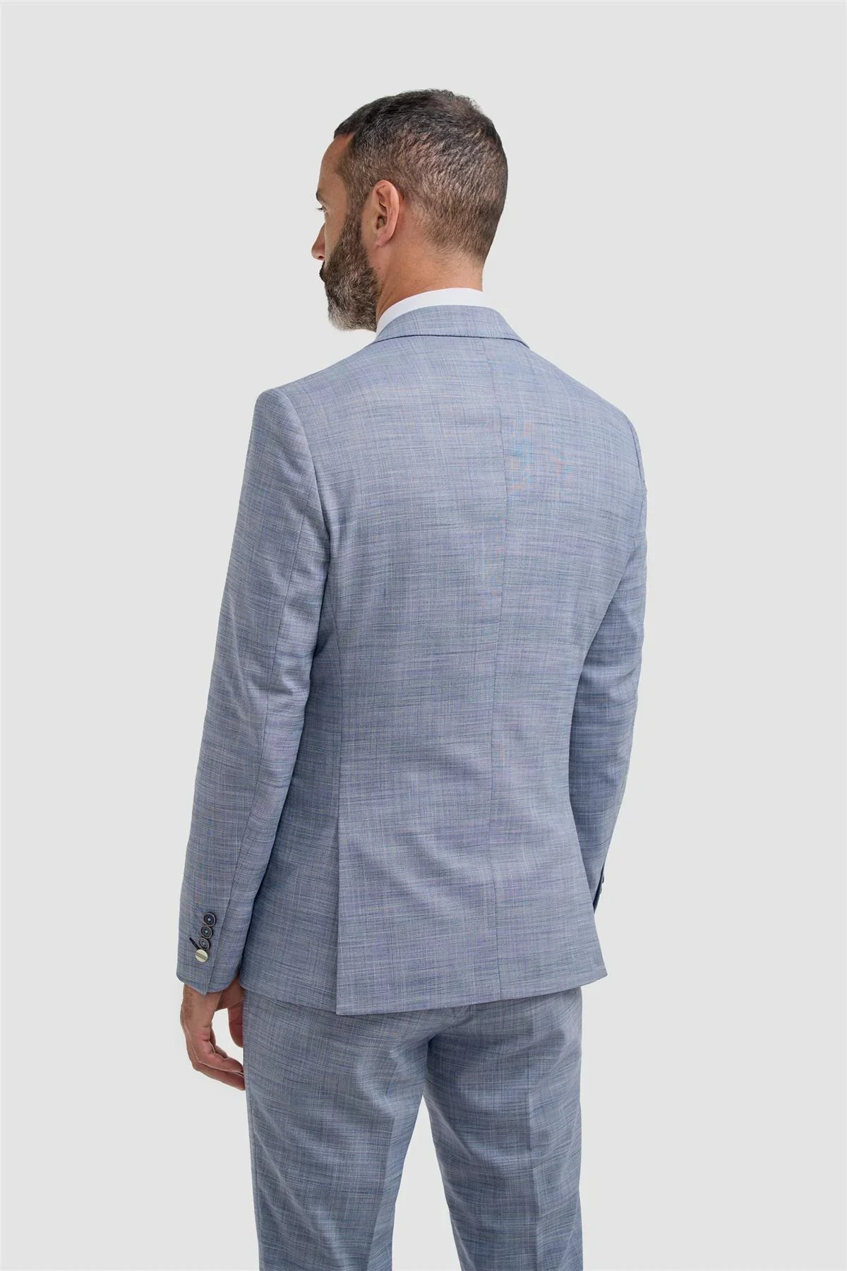 Men’s Blue Textured Suit Jacket - Camden - Blue - Image 3