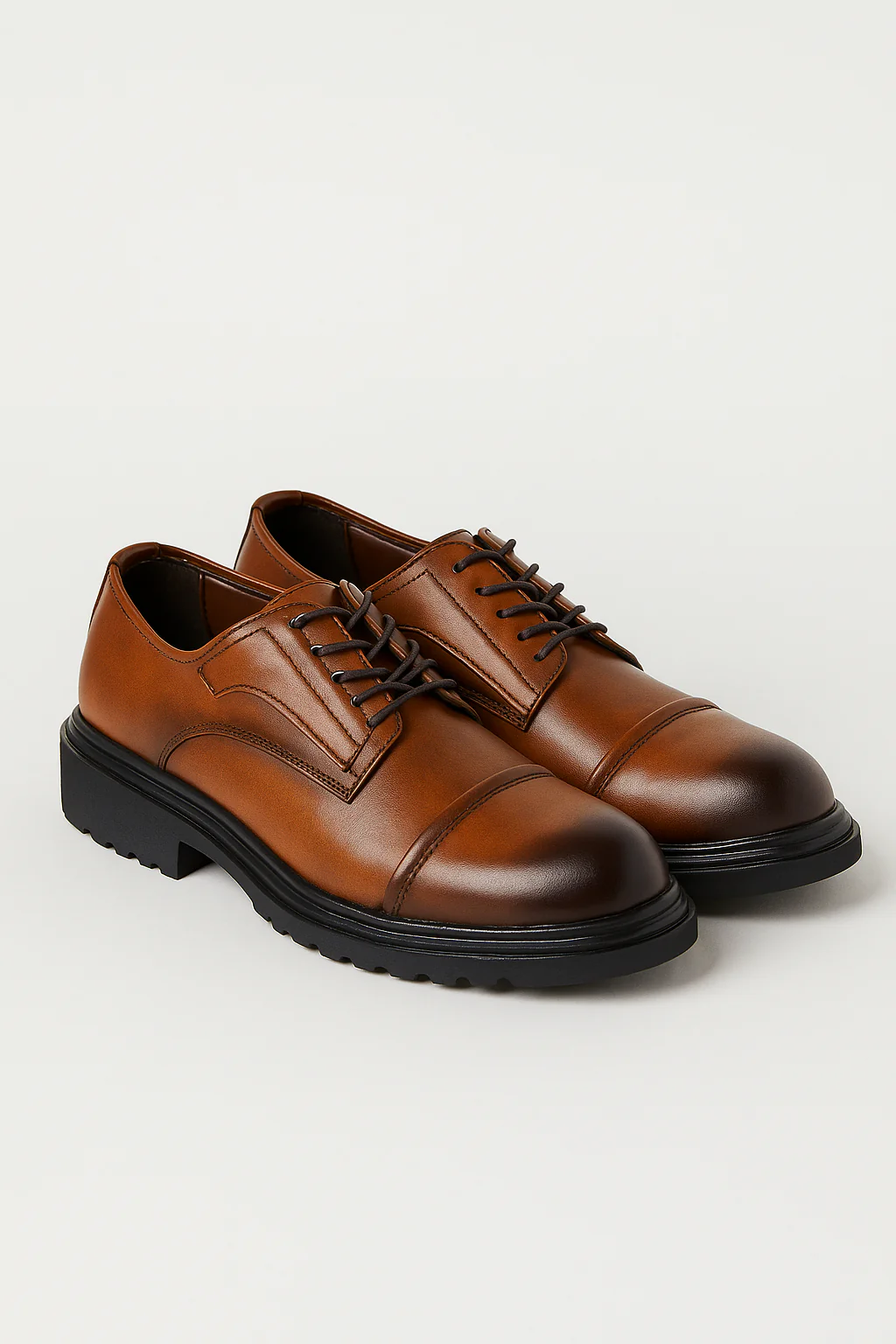 Men’s Cap-Toe Derby Shoes - Windsor - Tan Brown - Image 3