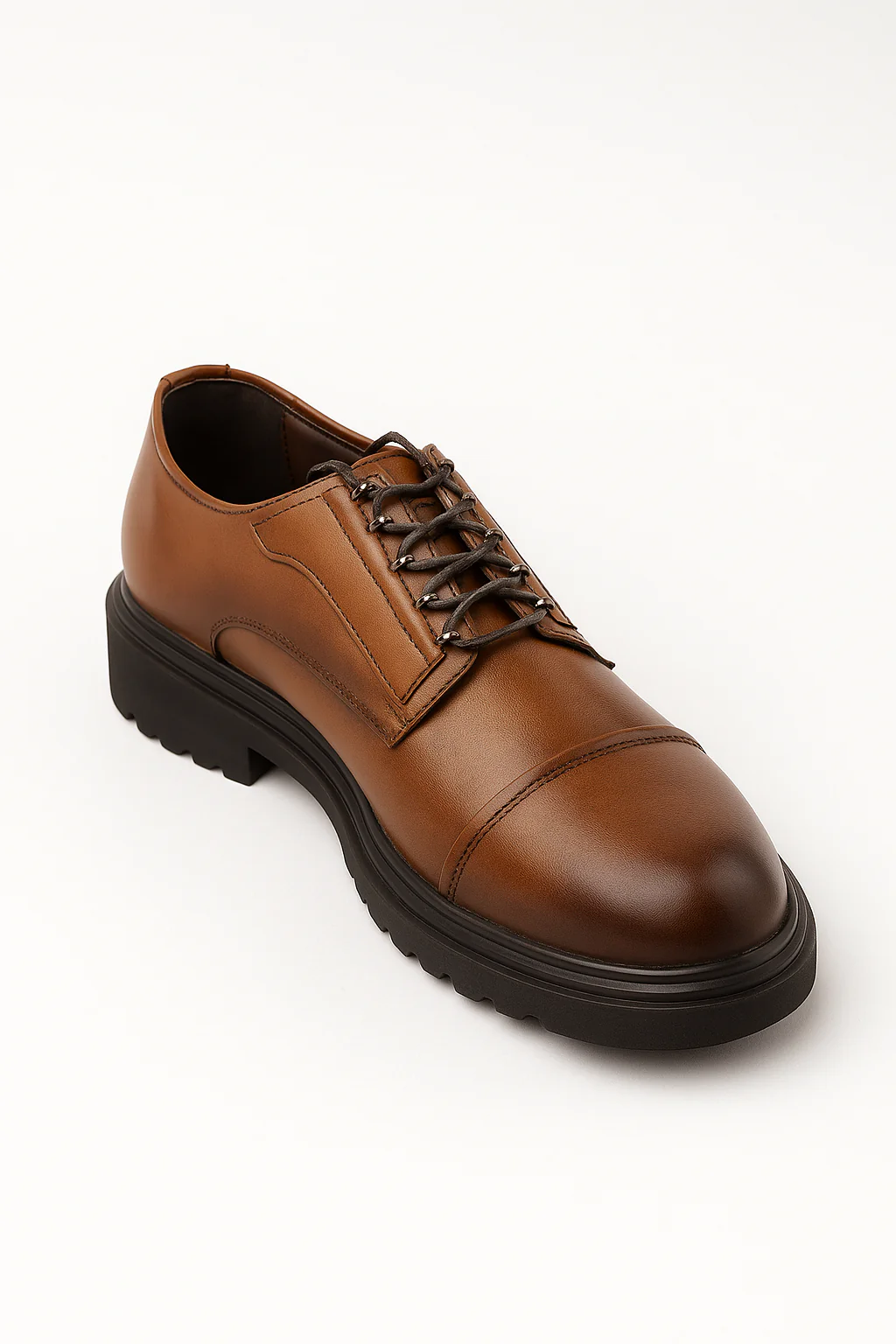 Men’s Cap-Toe Derby Shoes - Windsor - Tan Brown - Image 4