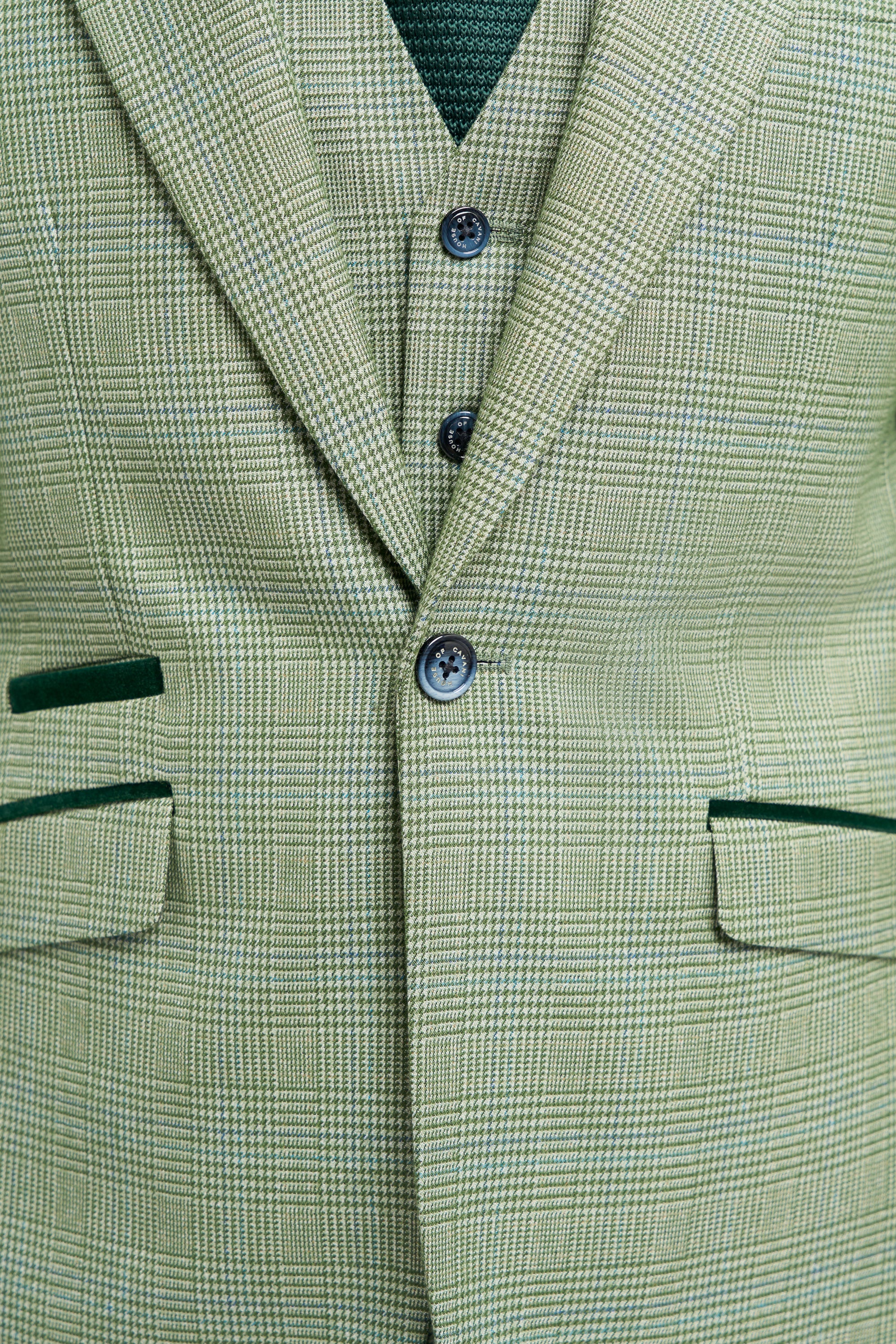 Men's Tweed Houndstooth Check Slim Fit Suit Jacket - CARIDI SAGE GREEN - Image 5