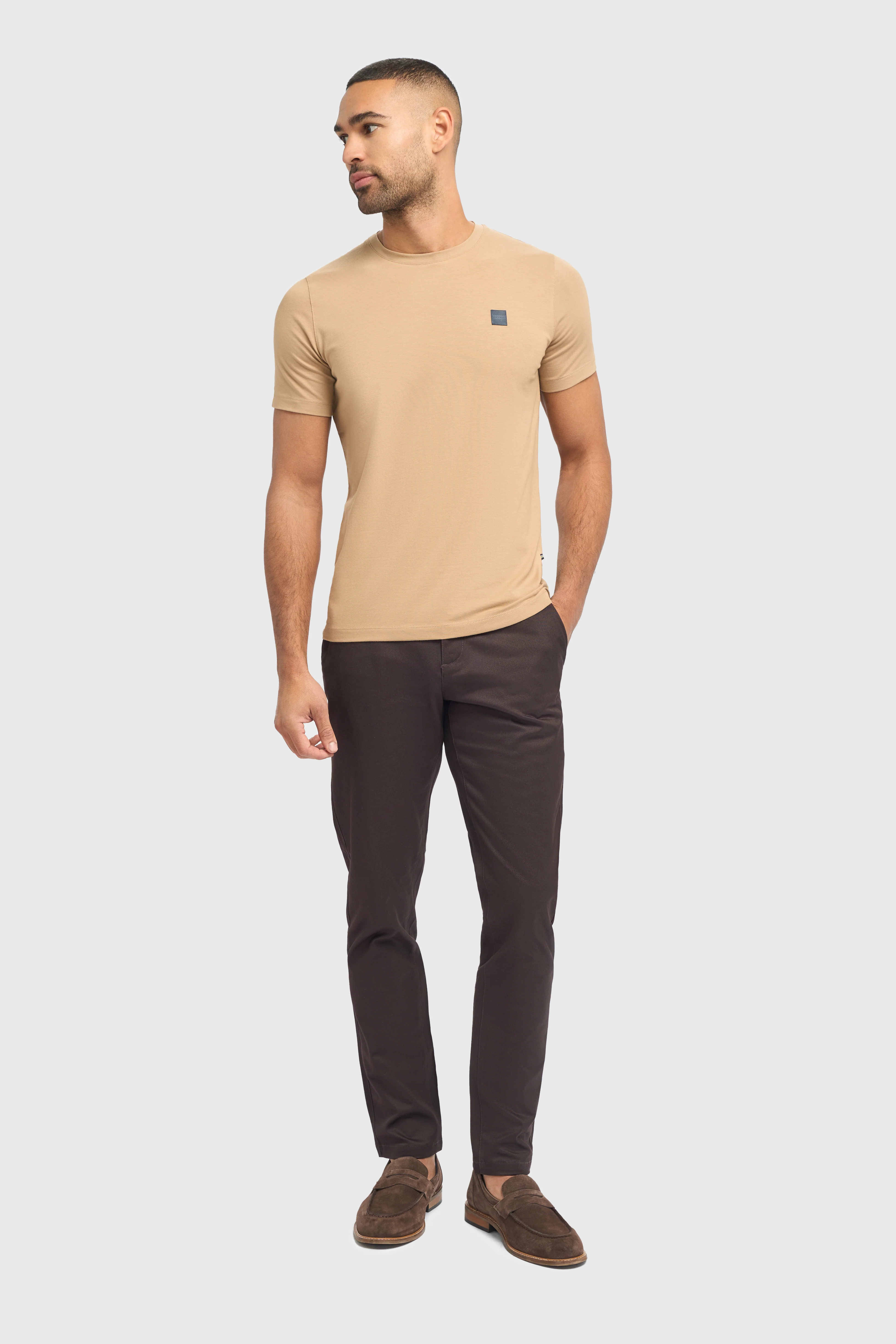 Men's Cotton Chino Trousers - DAKOTA - Chocolate Brown - Image 2