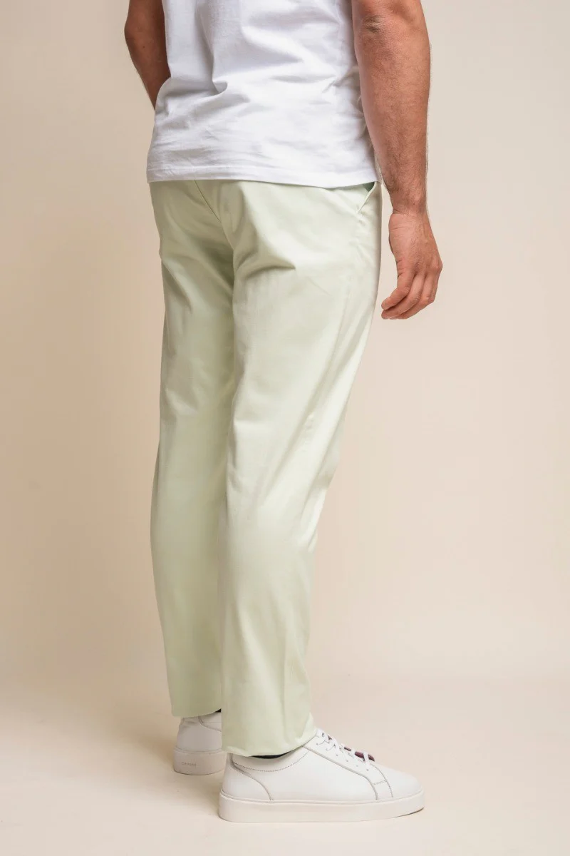 Men's Cotton Chino Trousers - DAKOTA - Sage Green - Image 3