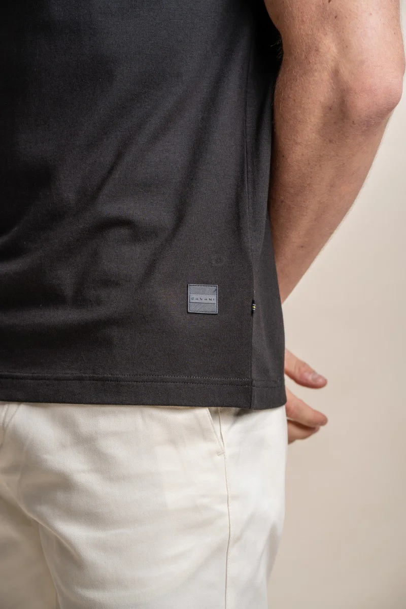 Men's Slim Fit Cotton Short Sleeve Polo Shirt - Kelsey - Black - Image 4