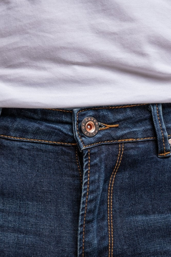 Men's Casual Slim Fit Denim Stretch Jeans - Dark Blue - Image 4