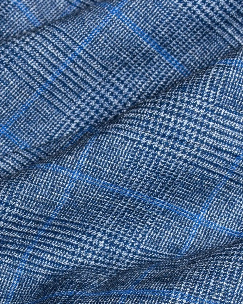 Men's Check Slim Fit Blue Suit - PHANTOM - Blue - Image 9