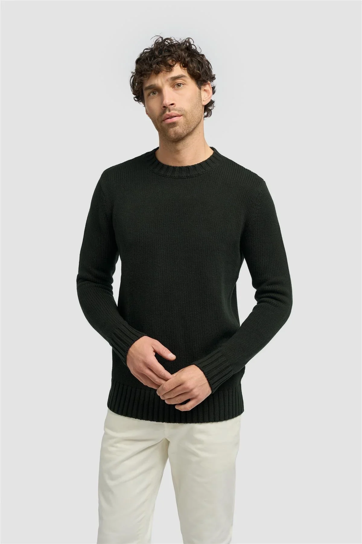 Men’s Classic Knit Pullover Jumper - FARREL - Dark Green
