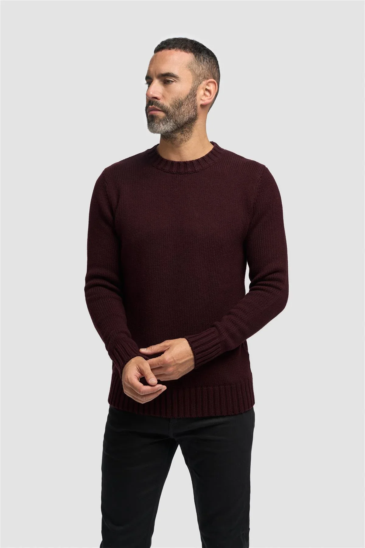Men’s Classic Knit Pullover Jumper - FARREL - Wine