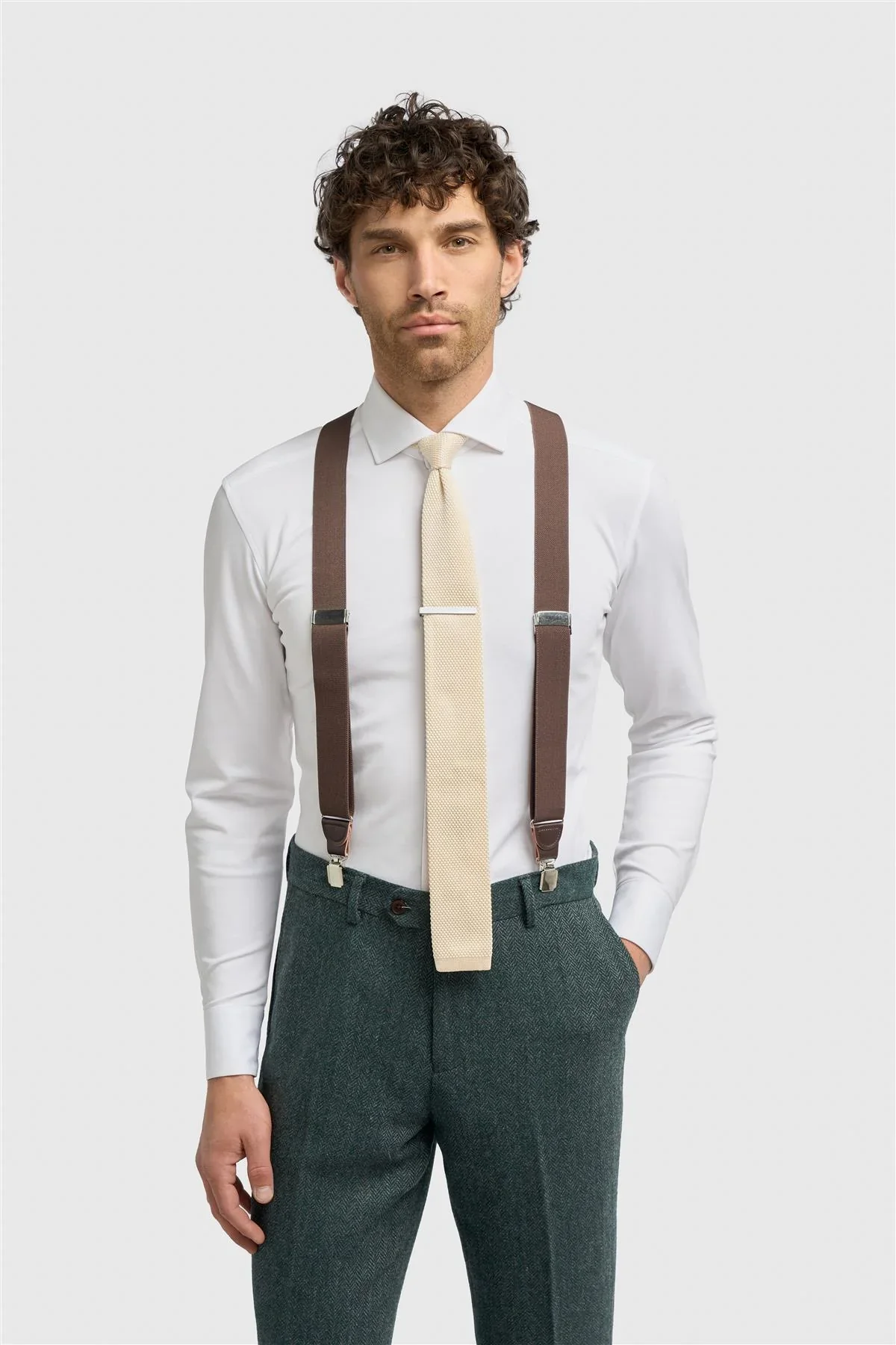 Men’s Clip-On Braces with Adjustable Straps -Brown