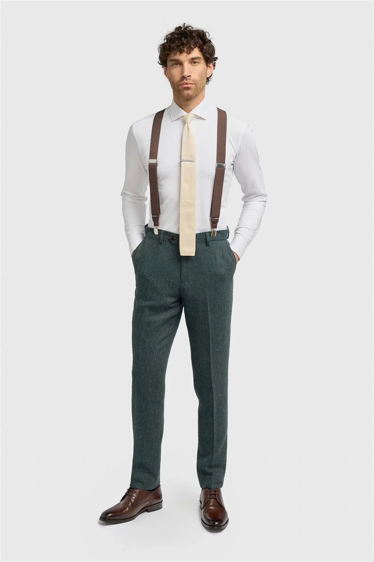 Men’s Clip-On Braces with Adjustable Straps -Brown - Image 2