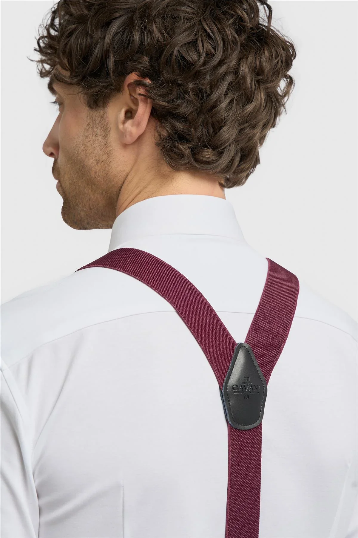 Men’s Clip-On Braces with Adjustable Straps - Wine - Image 3