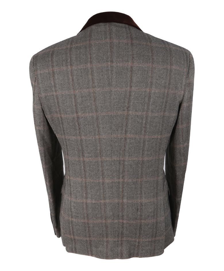 Men's Slim Fit Tweed Check Retro Suit - Connall Brown - Brown - Image 4
