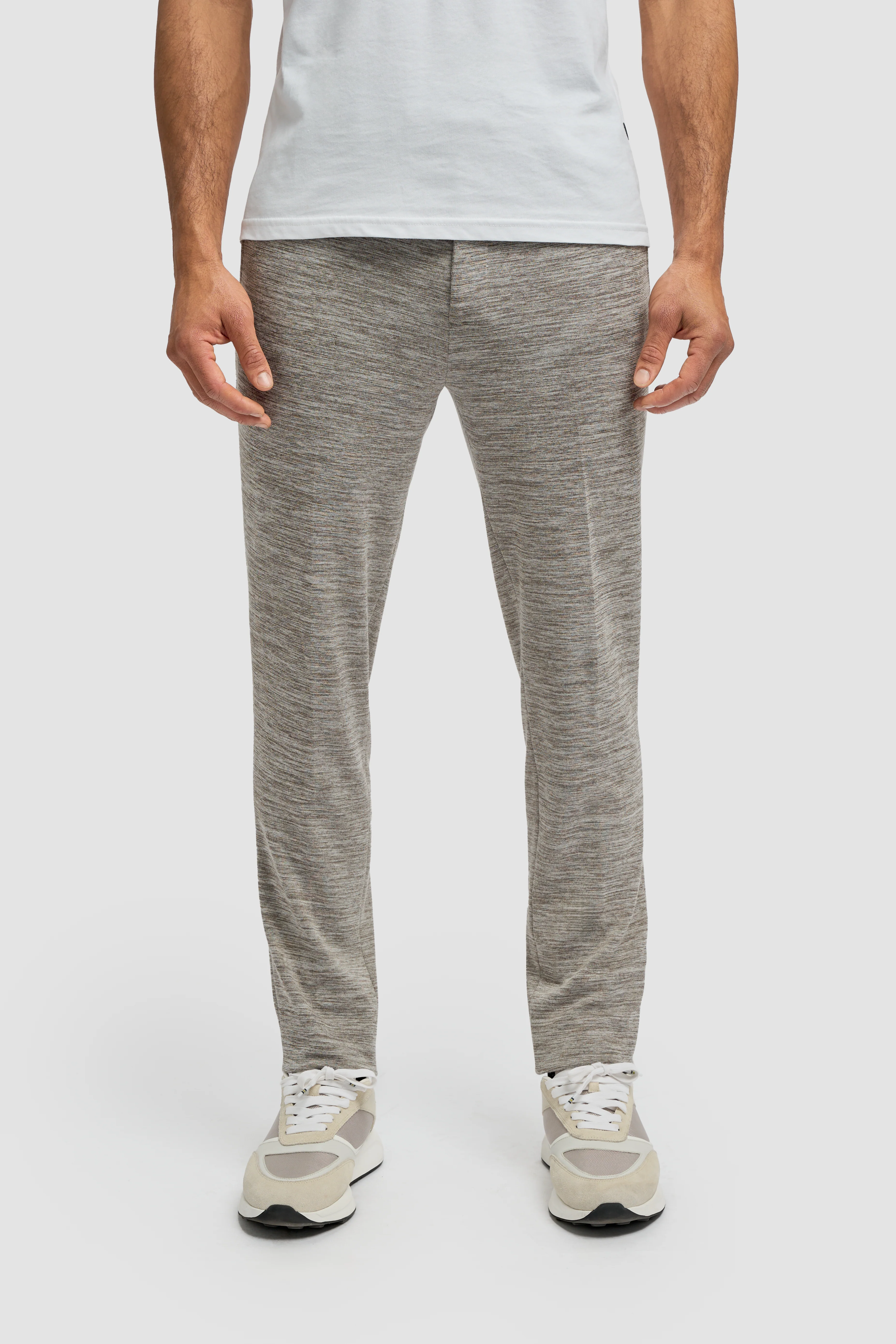 Men’s Cotton Blend Casual Trousers - Columbus - Taupe Grey - Image 3