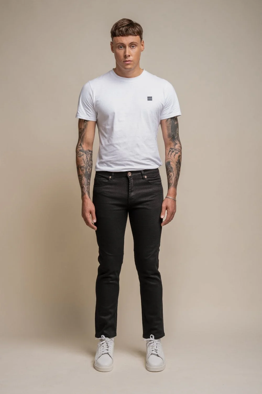 Men's Cotton Slim Fit Stretch Denim Jeans - MILANO - Black - Image 2