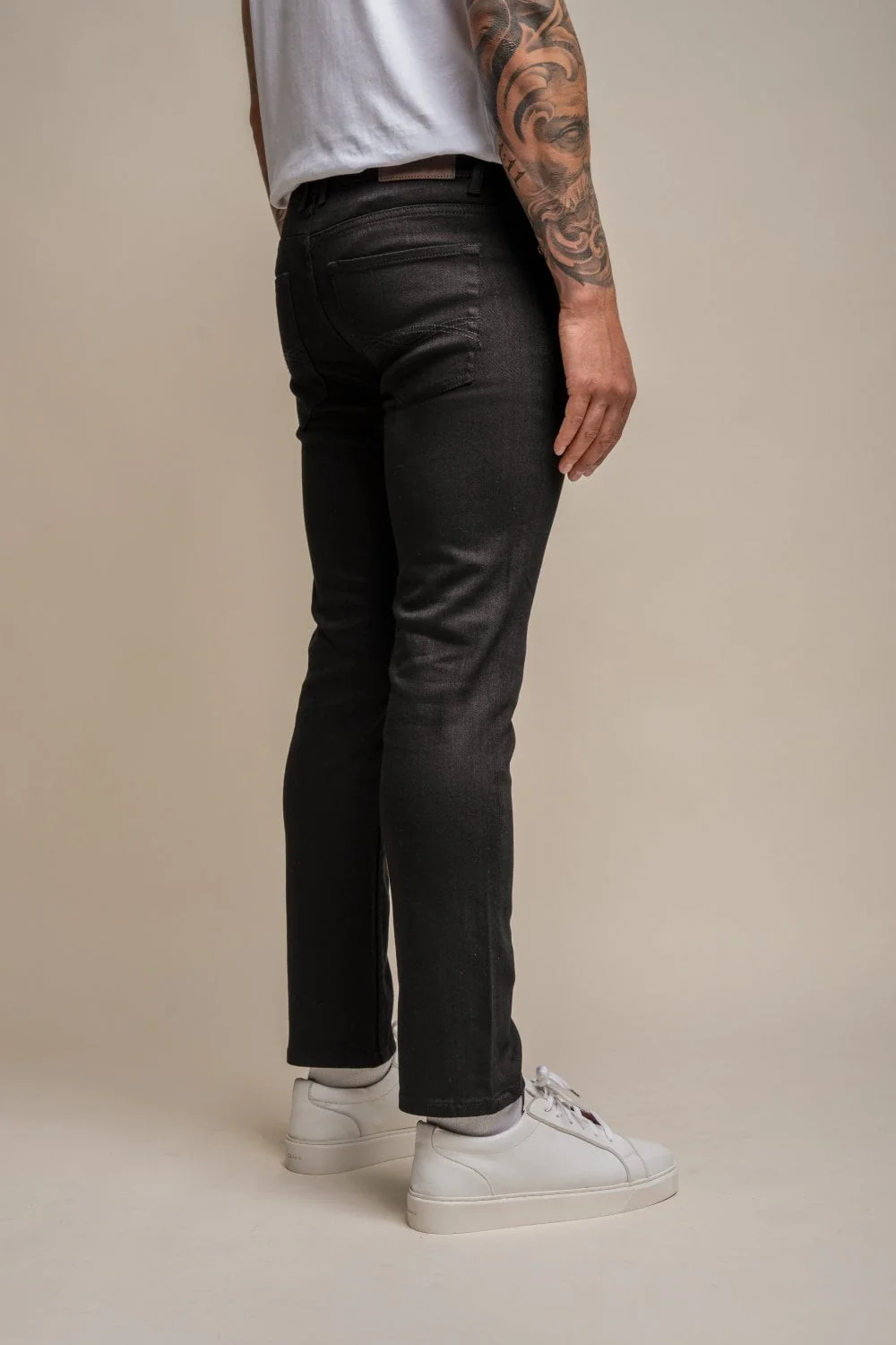 Men's Cotton Slim Fit Stretch Denim Jeans - MILANO - Black - Image 4