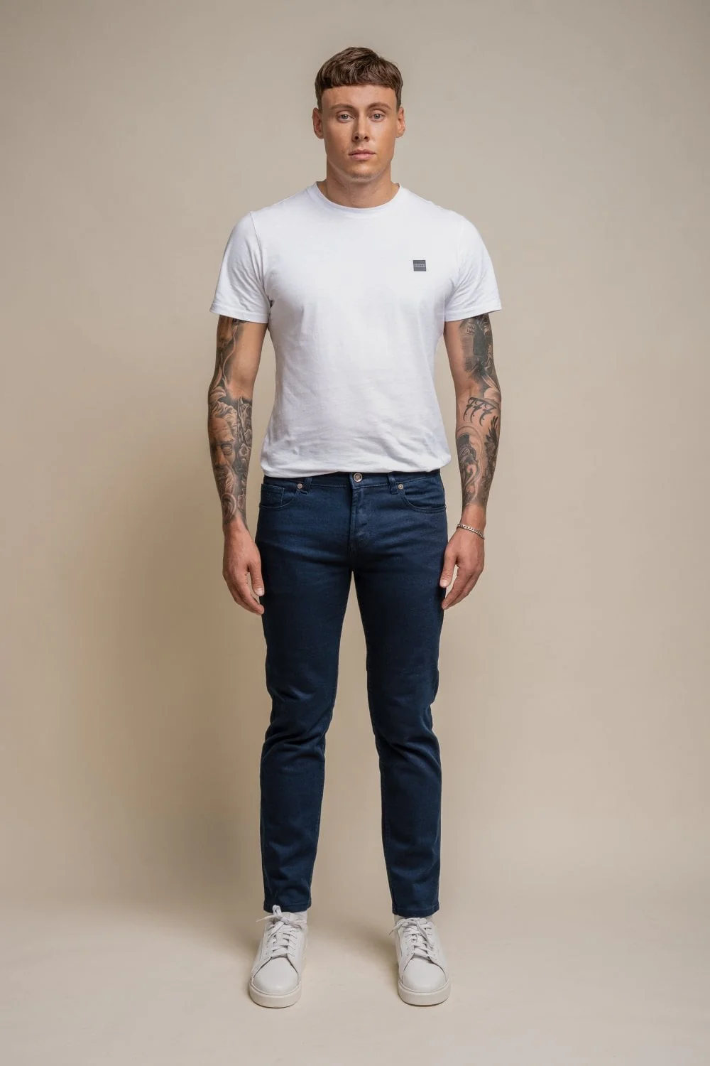 Men's Cotton Slim Fit Stretch Denim Jeans - MILANO - Steel Grey - Image 2