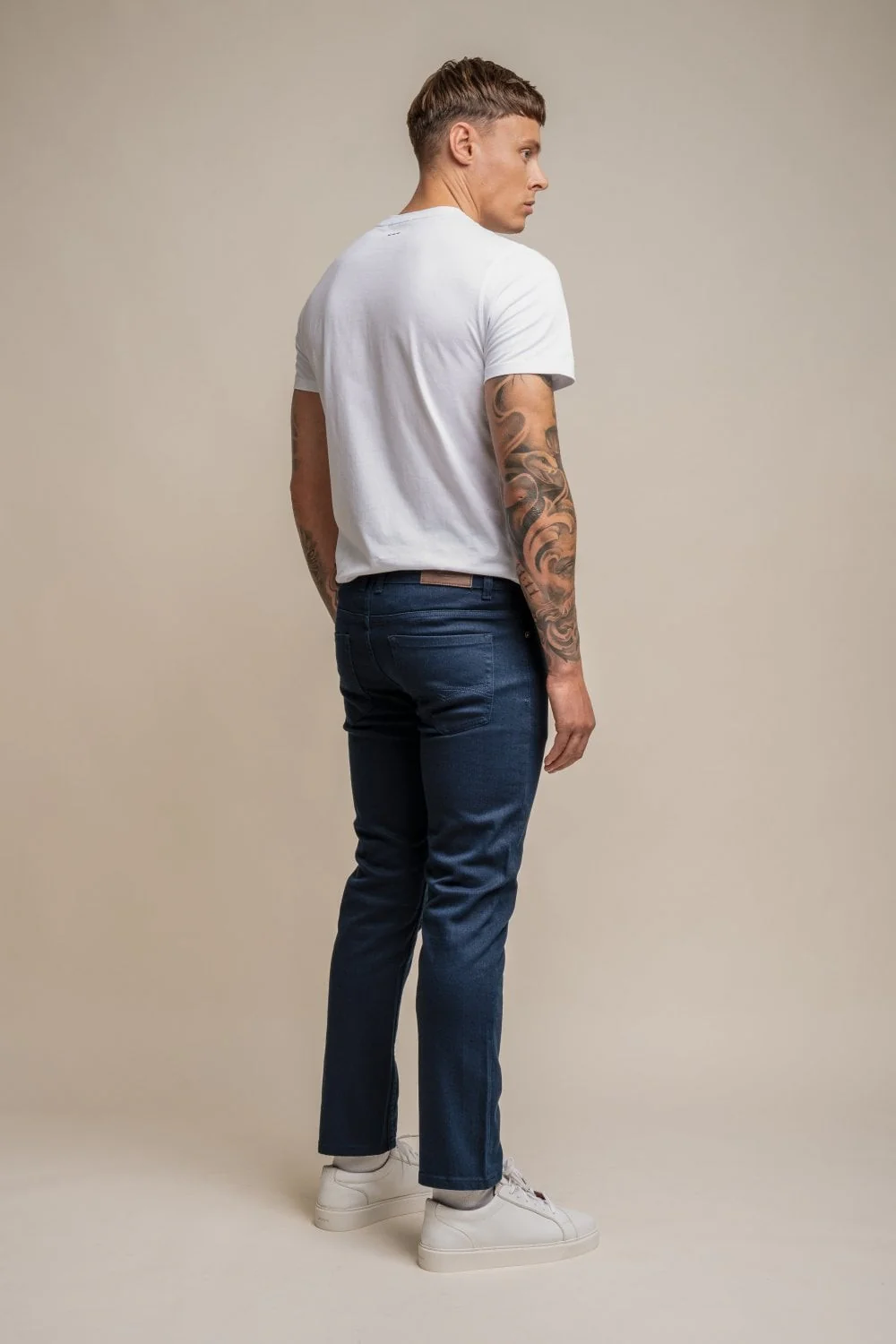 Men's Cotton Slim Fit Stretch Denim Jeans - MILANO - Steel Grey - Image 3