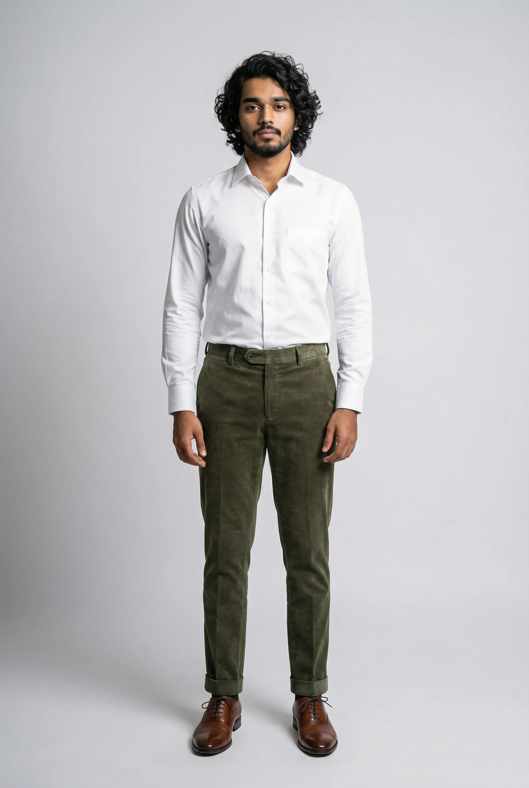 Men’s Cotton Corduroy Formal Trousers - Dawson - Green - Image 2
