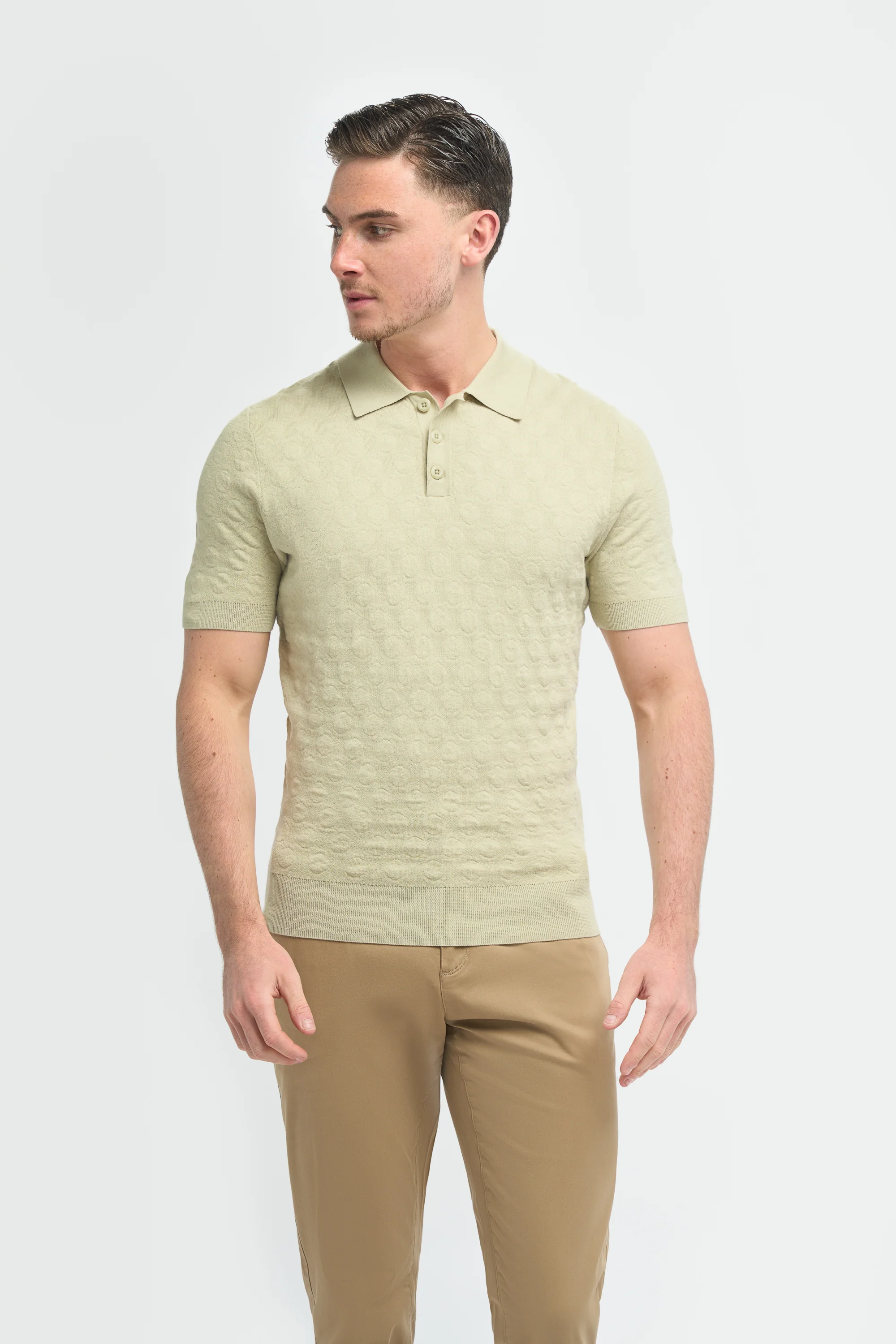 Men’s Cotton Knit Polo Shirt - Armando - Sage Green