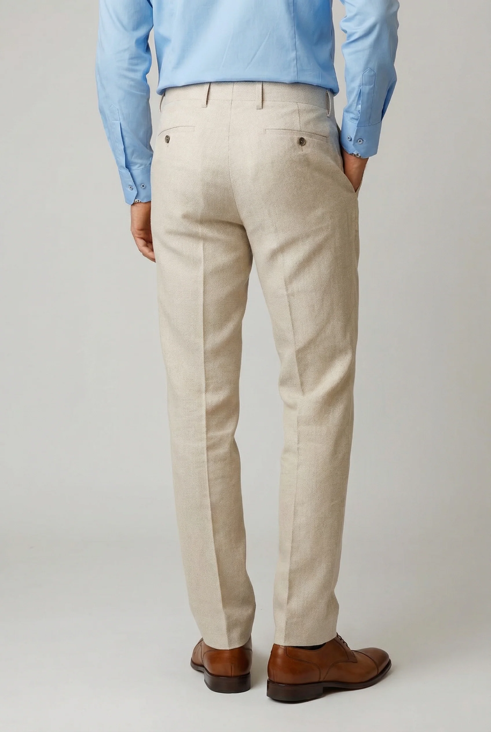 Men’s Cotton-Linen Formal Dress Trousers - GIOVANNI - BEIGE - Image 4