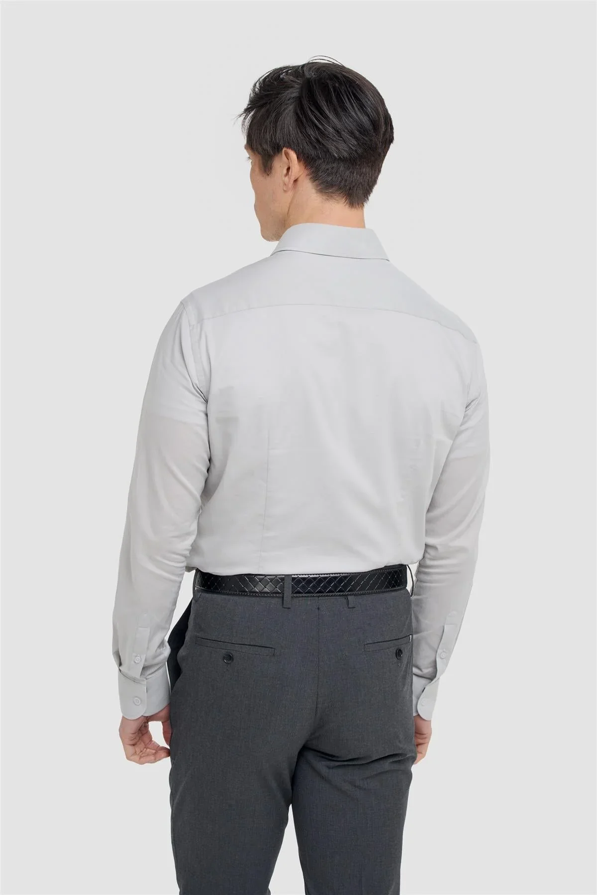 Men’s Cotton Long Sleeve Formal Shirt - Flamino Stone - Image 3