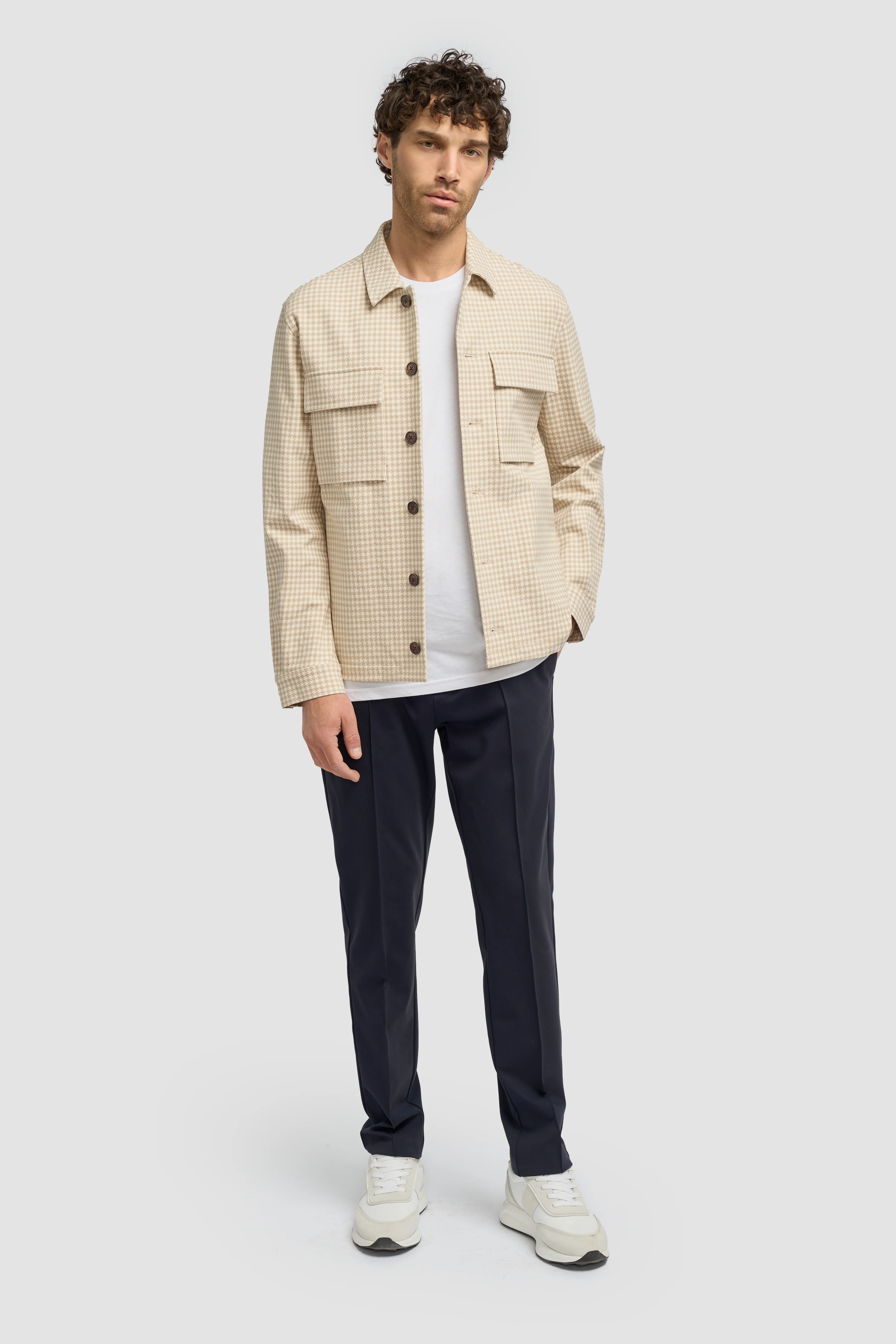 Men’s Cotton Relaxed Fit Houndstooth Overshirt - Marata - Image 2