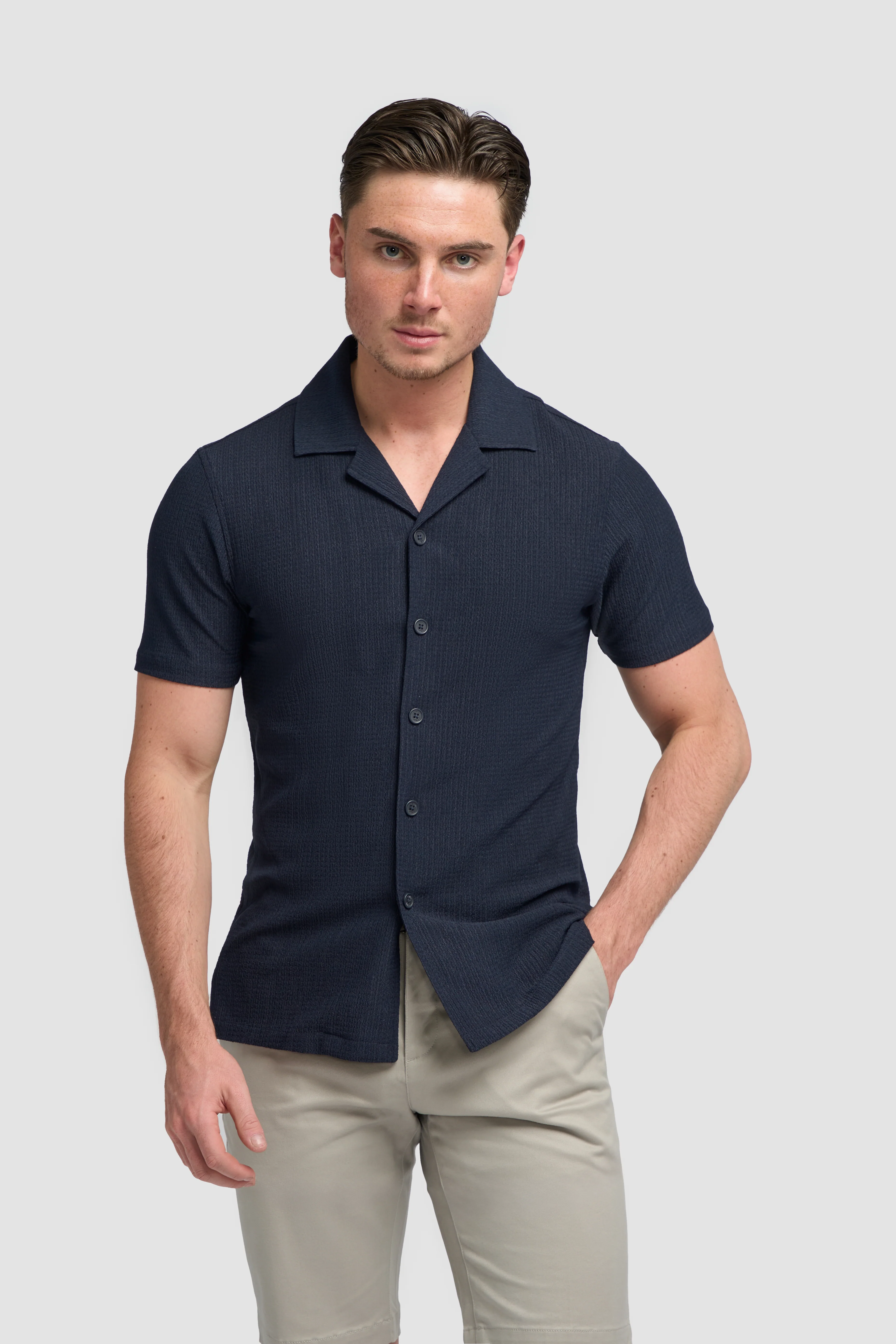 Men’s Cotton Short Sleeve Knit Shirt - Silva - Navy