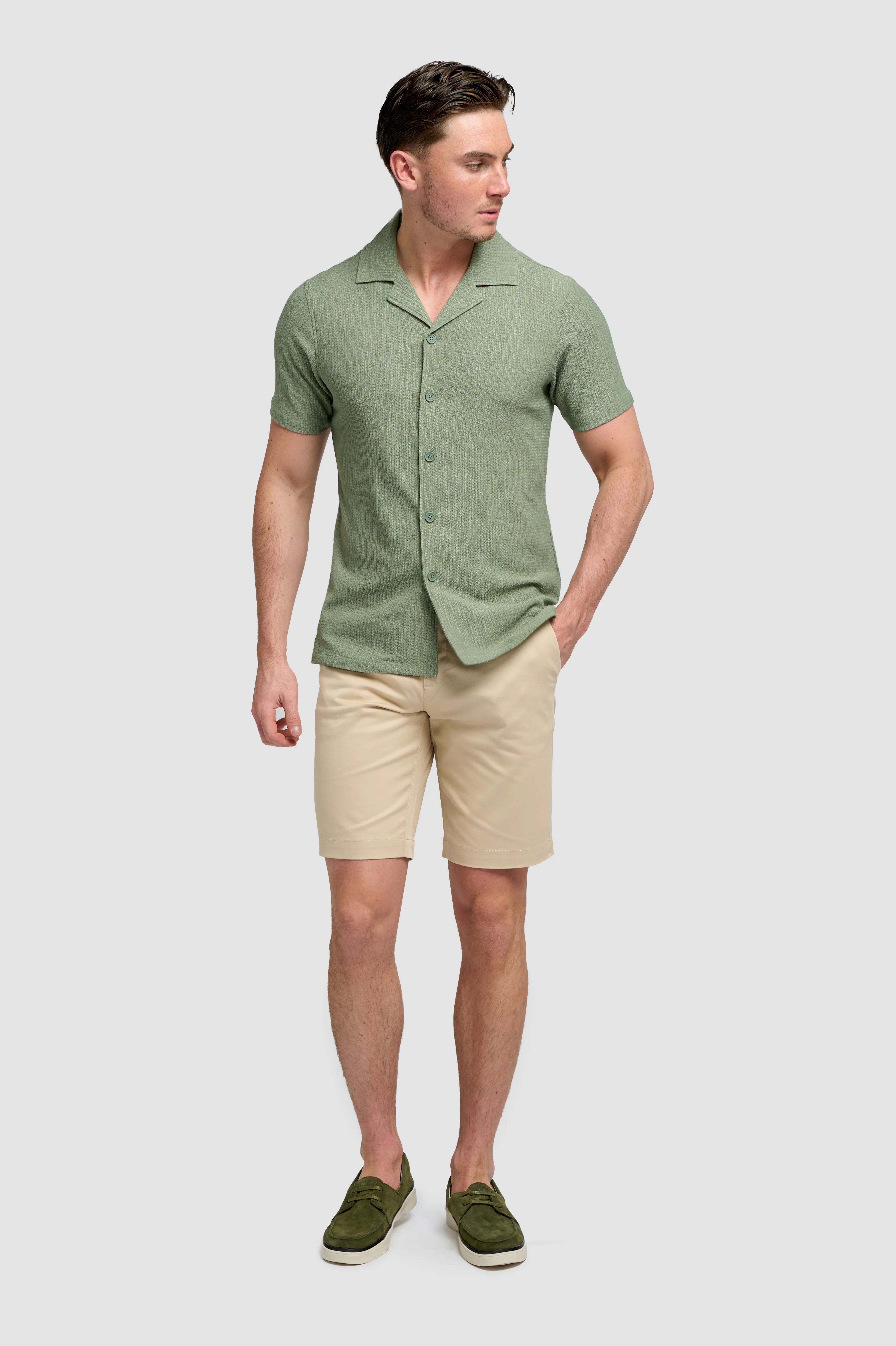 Men’s Cotton Short Sleeve Knit Shirt - Silva - Sage Green - Image 2