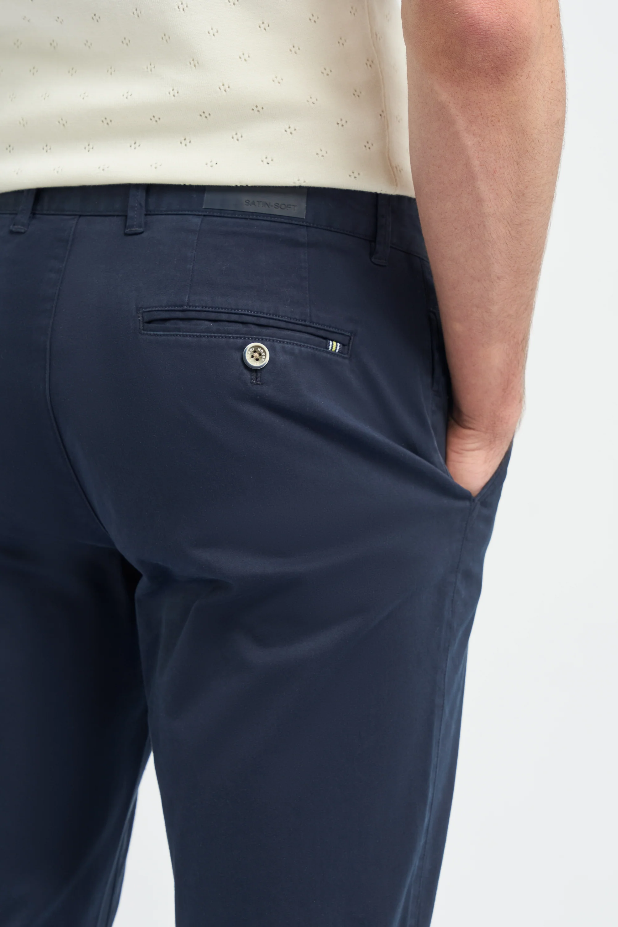 Men’s Cotton Slim Fit Chino Trousers - Hudson - Navy - Image 4