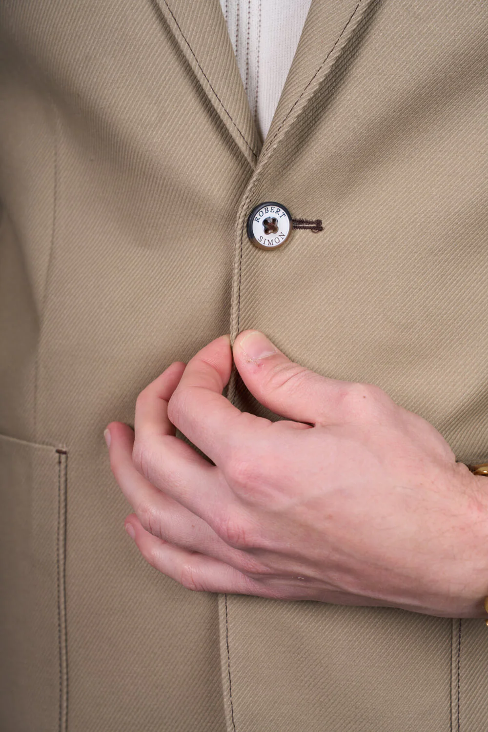 Men’s Cotton Twill Blazer with Patch Pockets - Ethan - Tan - Image 5