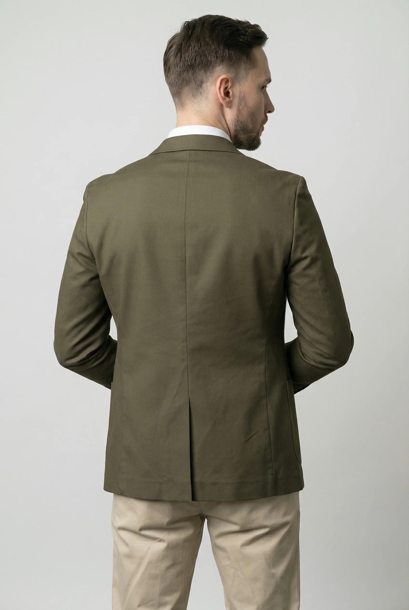 Men’s Cotton Twill Blazer with Patch Pockets - Theo - Green - Image 4