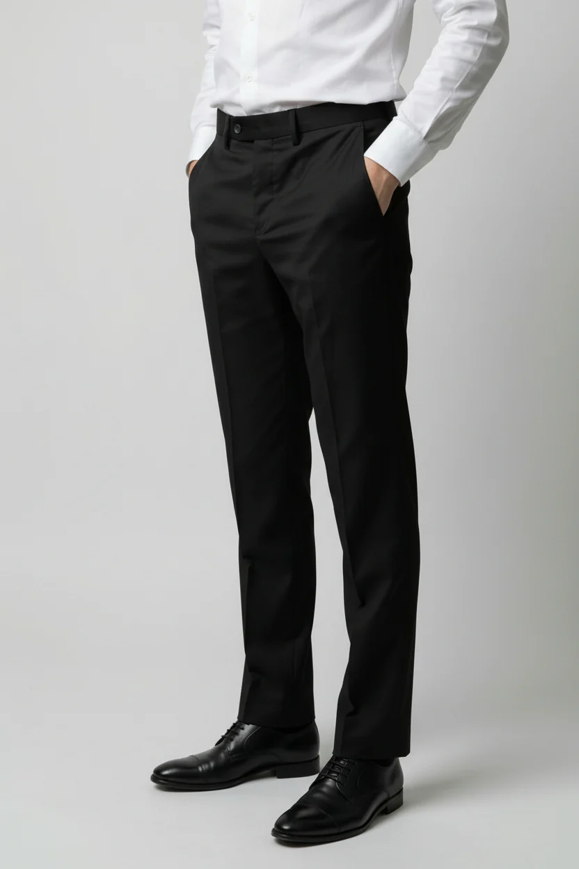 Men’s Double Breasted Formal Suit Trousers - CARSON BLACK