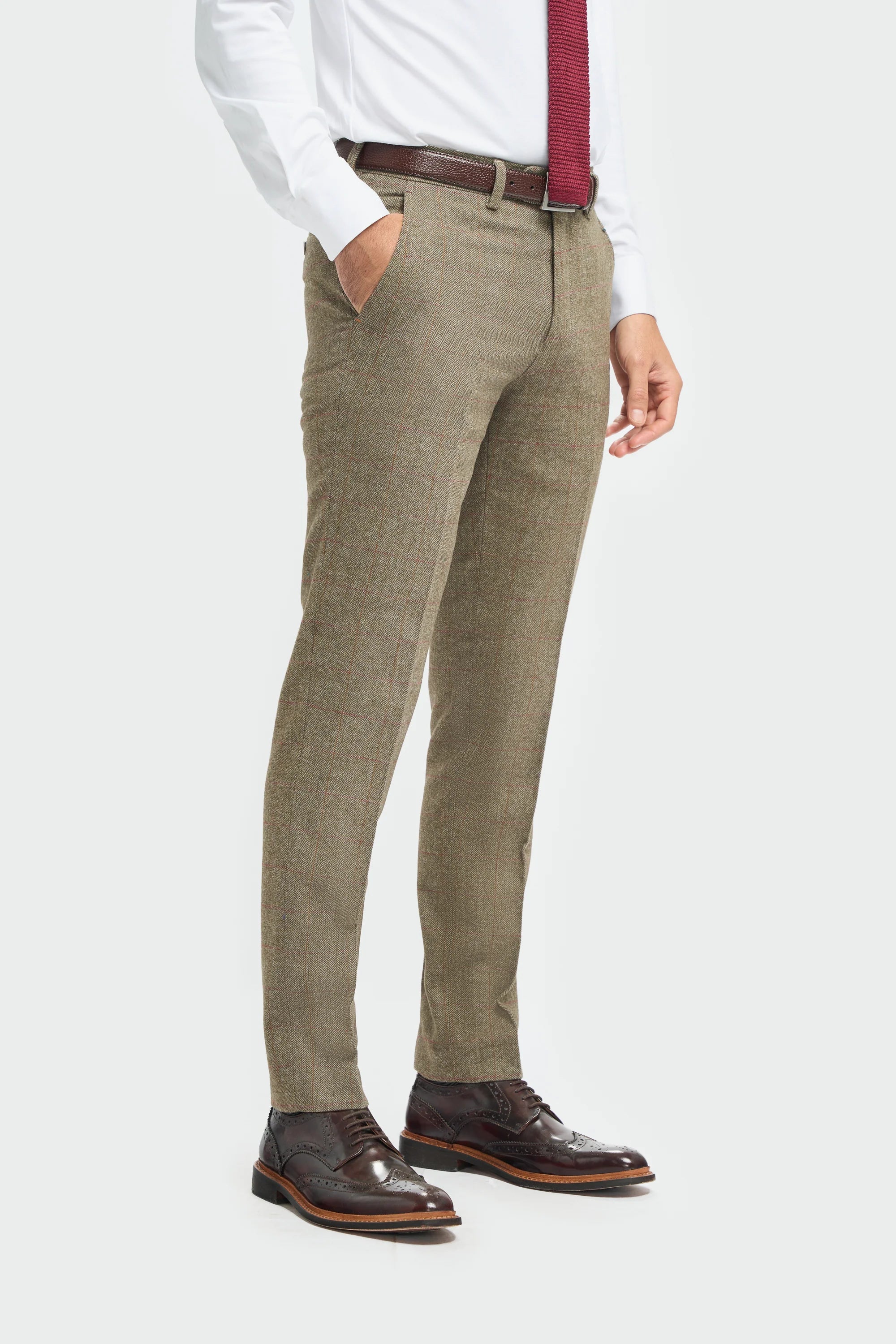 Men's Tweed Check Green Formal Suit - Gaston Sage - Image 7