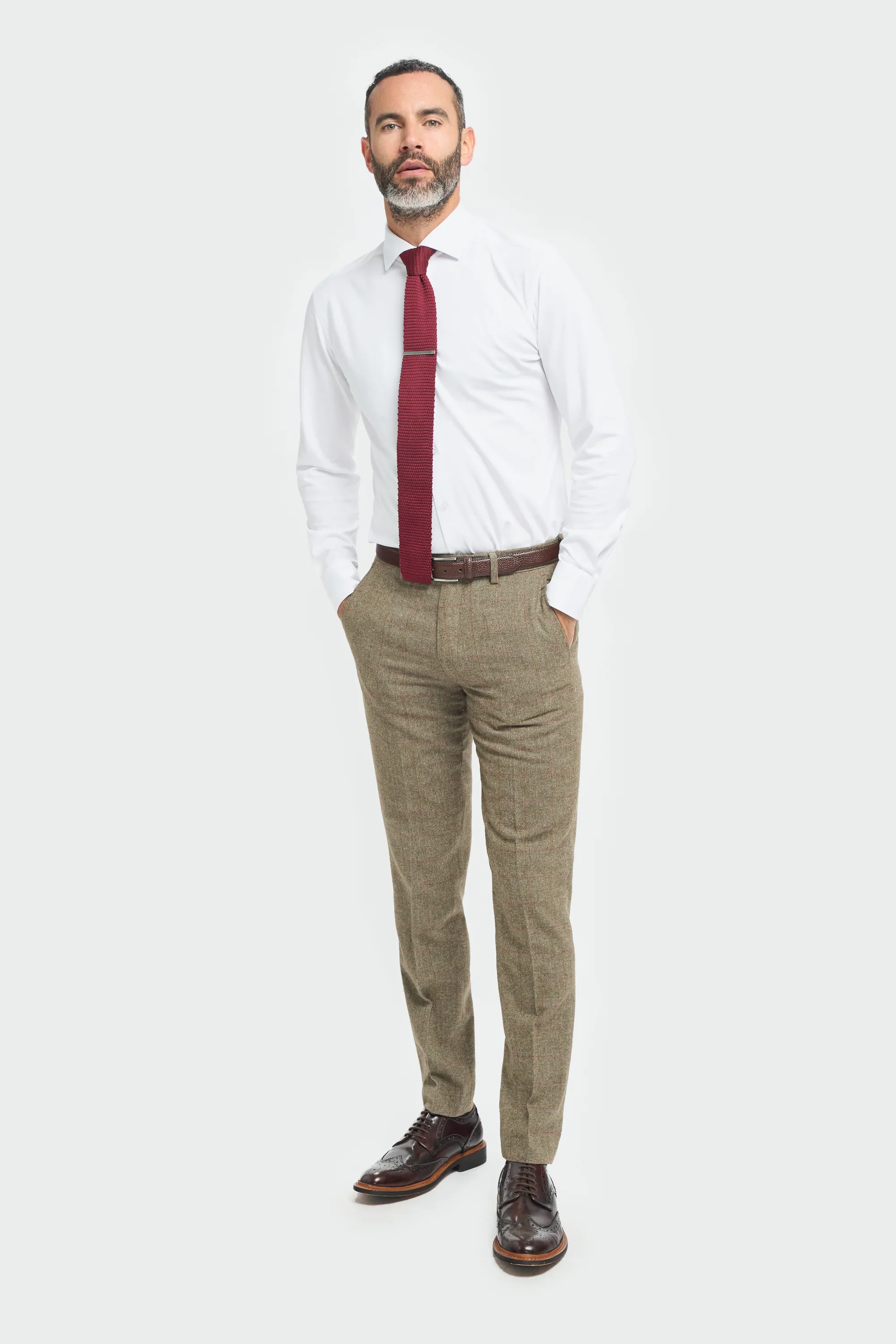 Men's Tweed Check Green Formal Suit - Gaston Sage - Image 8
