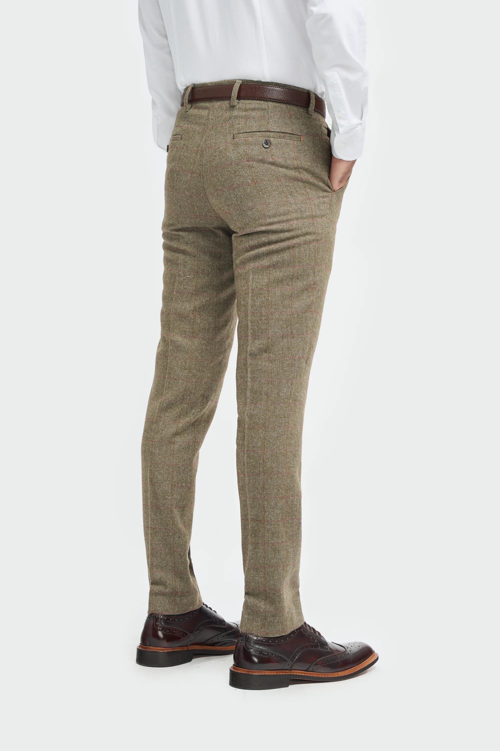 Men's Tweed Check Green Formal Suit - Gaston Sage - Image 9