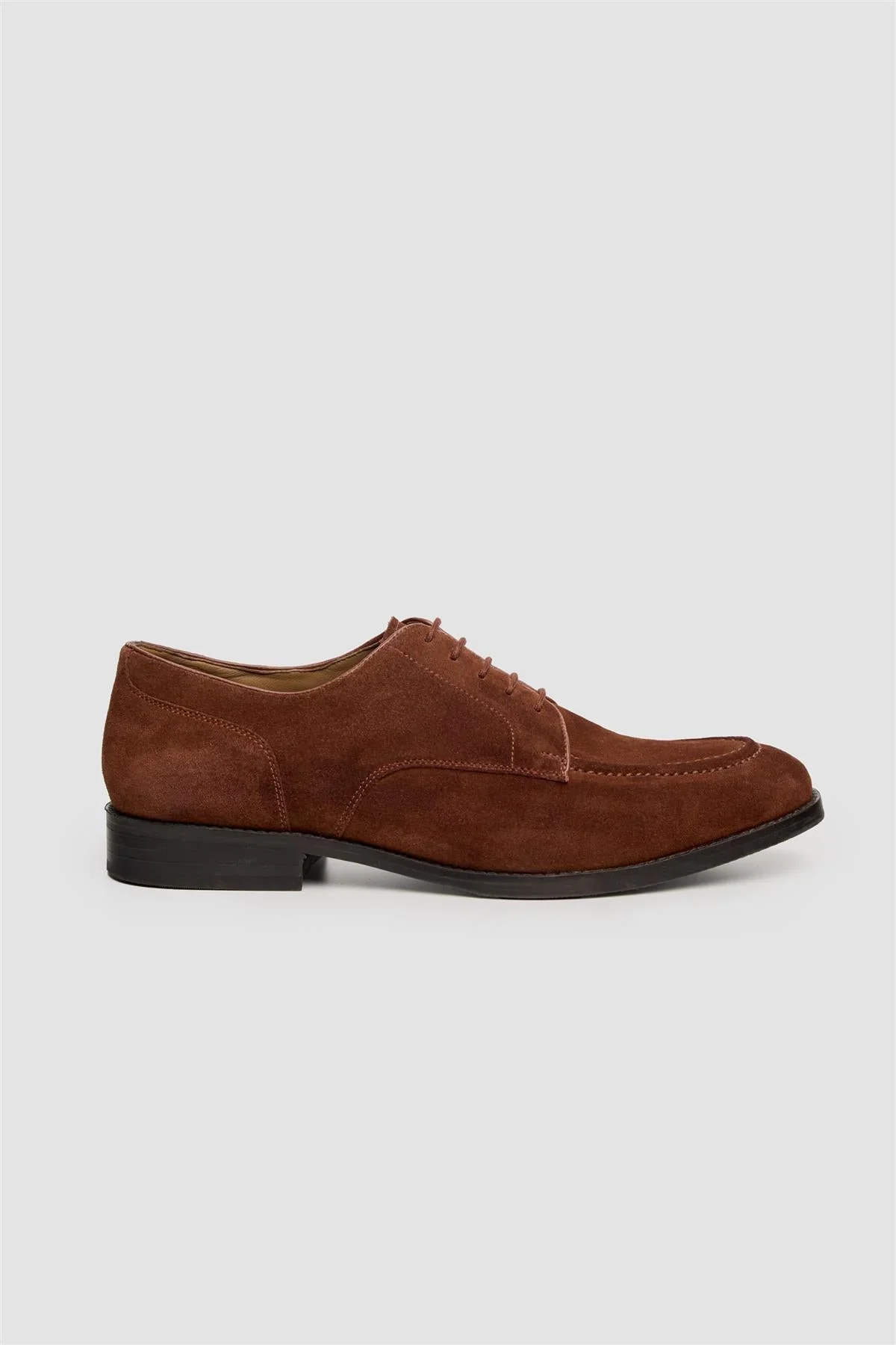 Men’s Genuine Suede Derby Shoes with Apron Toe - Brera - Cognag Brown - Image 2