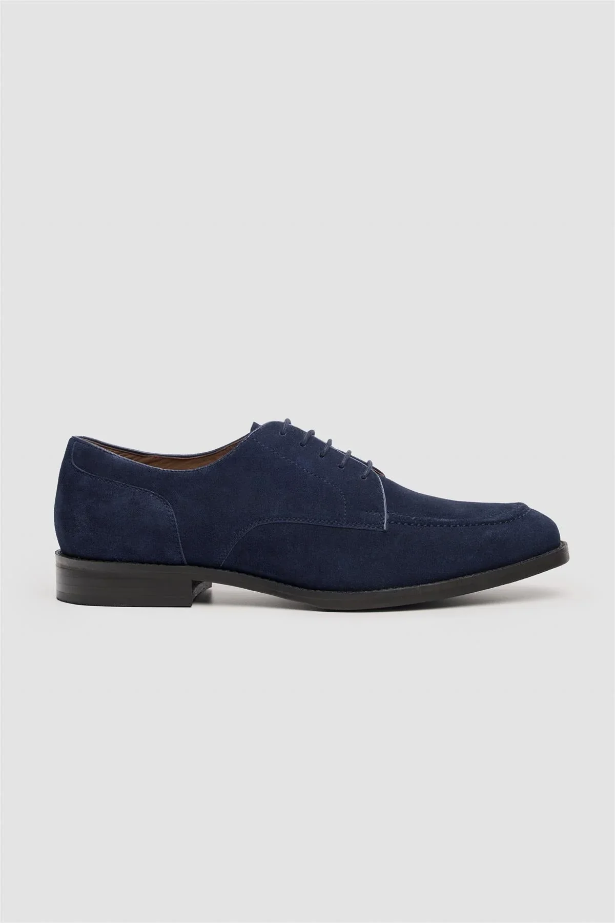 Men’s Genuine Suede Derby Shoes with Apron Toe - Brera - Navy - Image 2