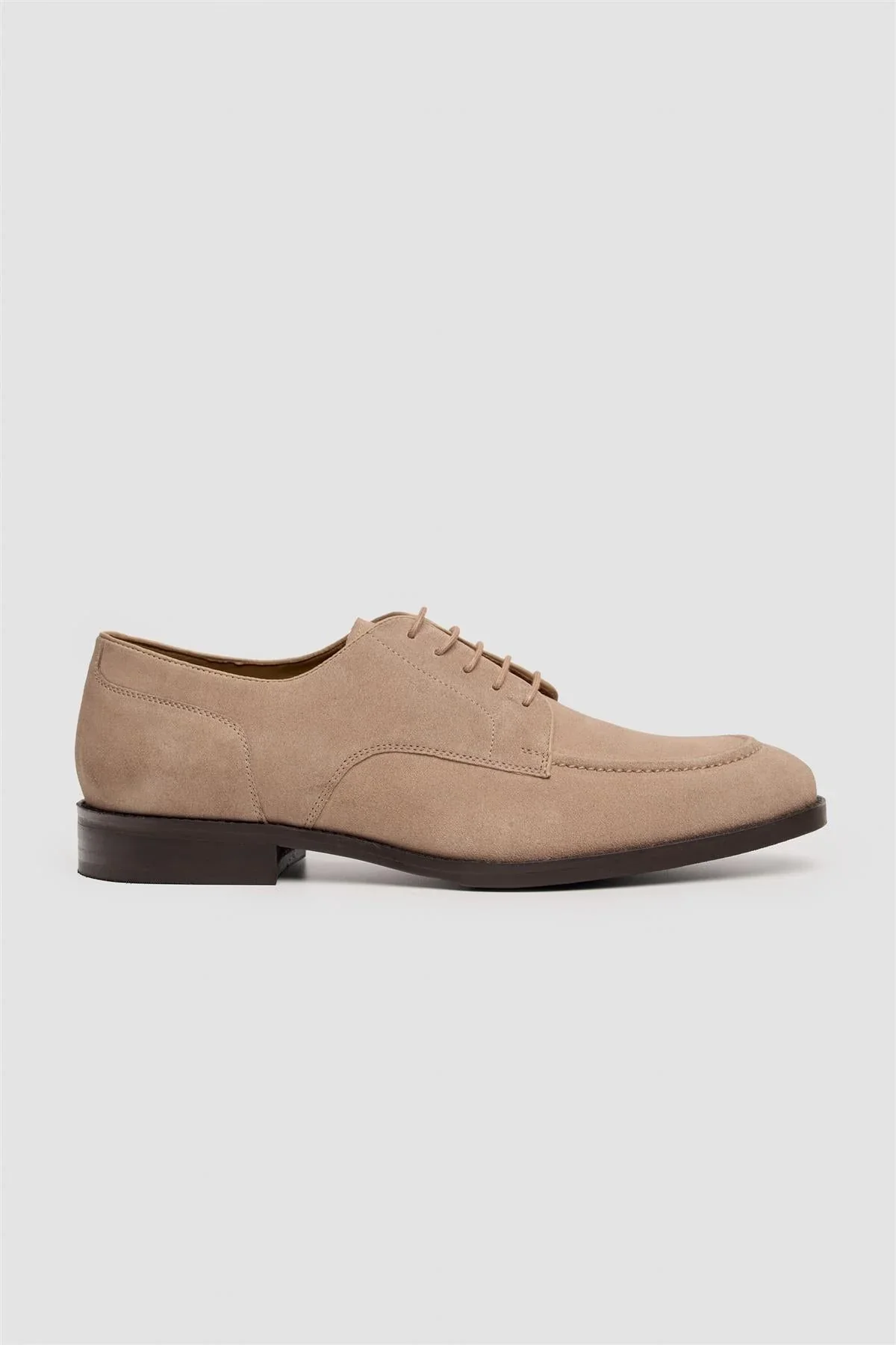 Men’s Genuine Suede Derby Shoes with Apron Toe - Brera - Sand Beige - Image 2