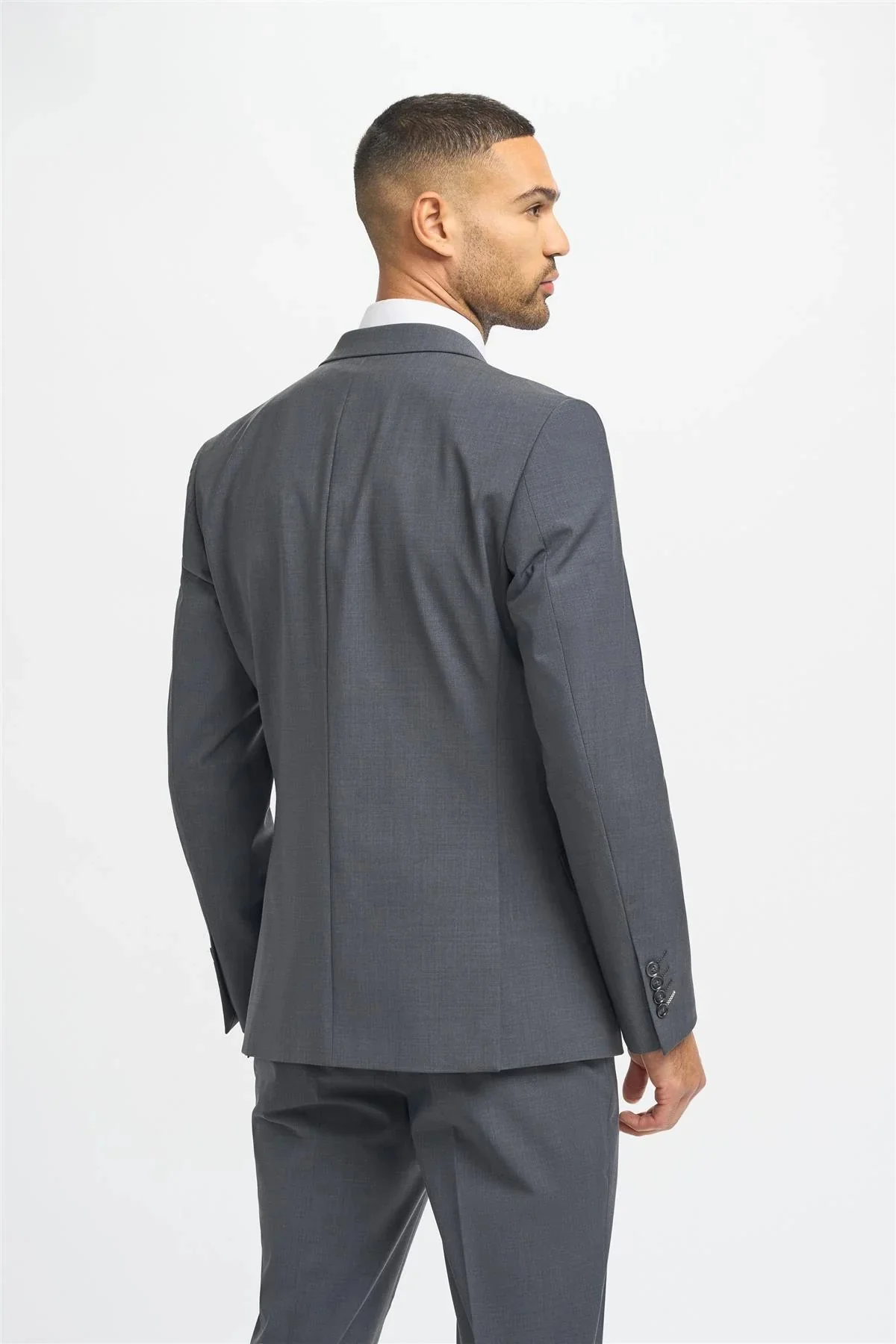 Men’s Wool Blend Double-Breasted Suit – BOND D/B - Charcoal Grey - Image 3