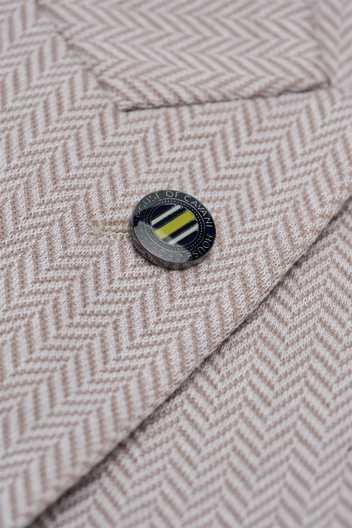 Men’s Herringbone Casual Suit Jacket - Vasco - Beige - Image 5