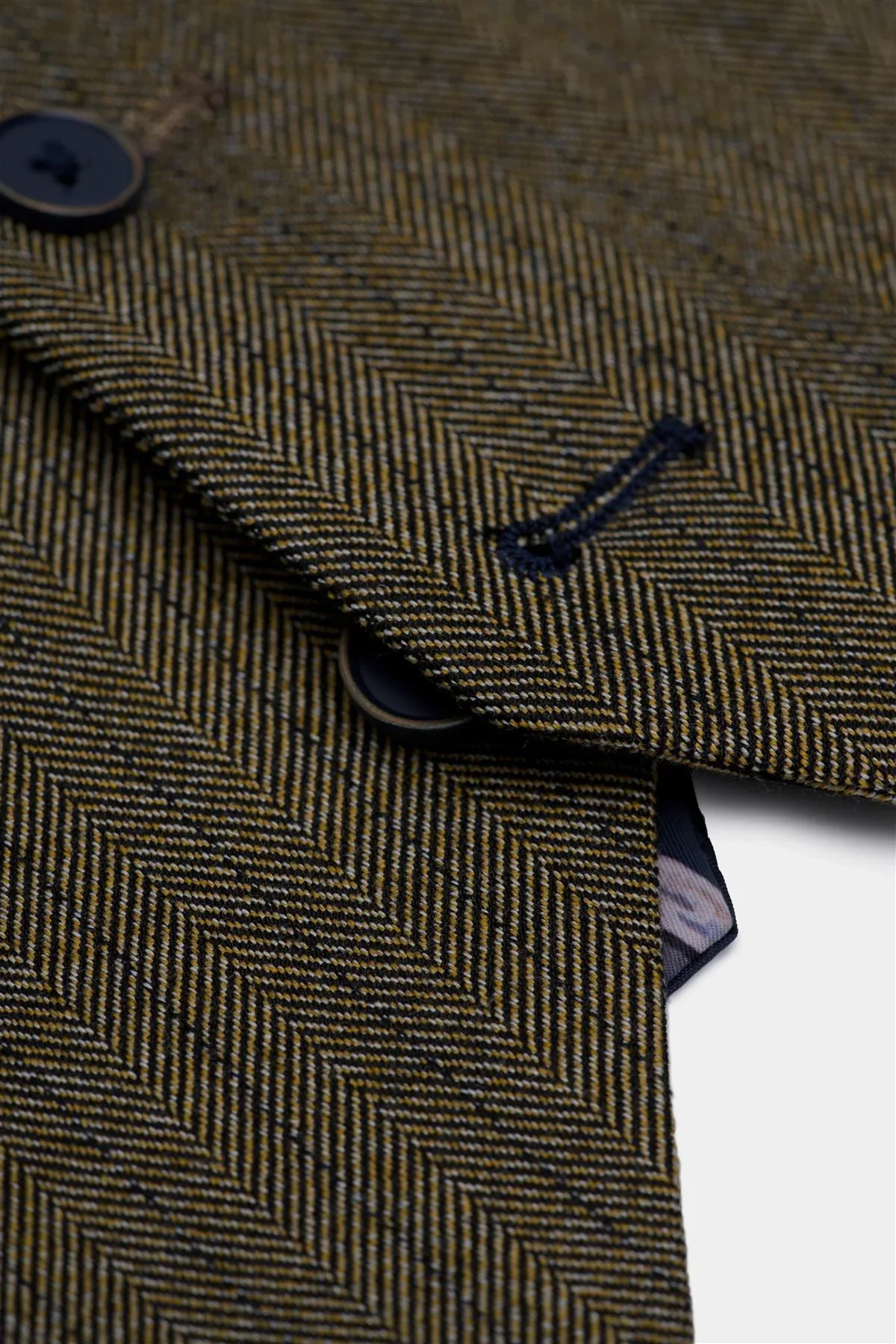 Men’s Herringbone Formal Double Breasted Waistcoat - Damon - Sage Green - Image 5
