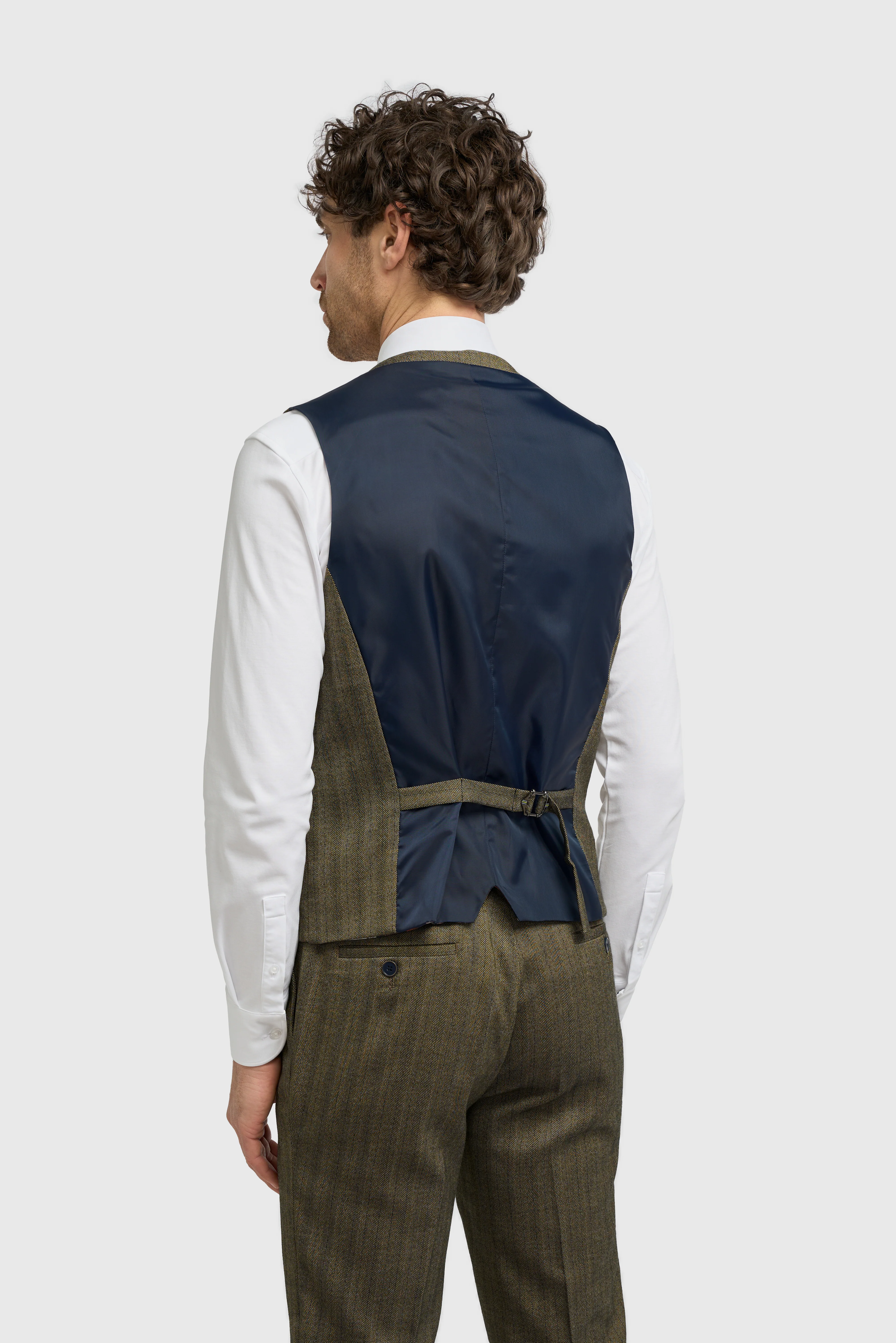Men’s Herringbone Formal Waistcoat - Damon - Sage Green - Image 3