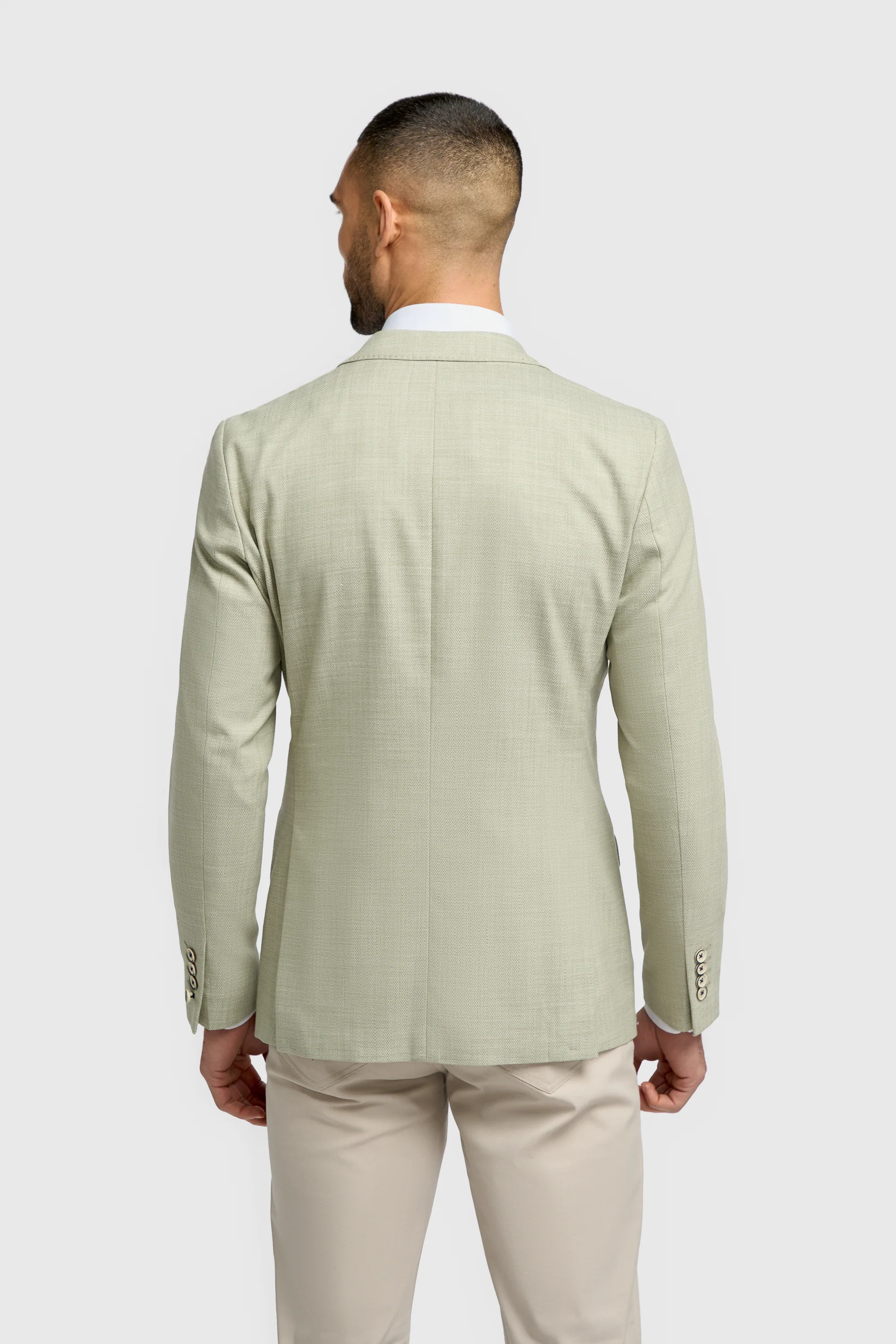 Men’s Herringbone Twill Blazer - Kovan - Sage Green - Image 3